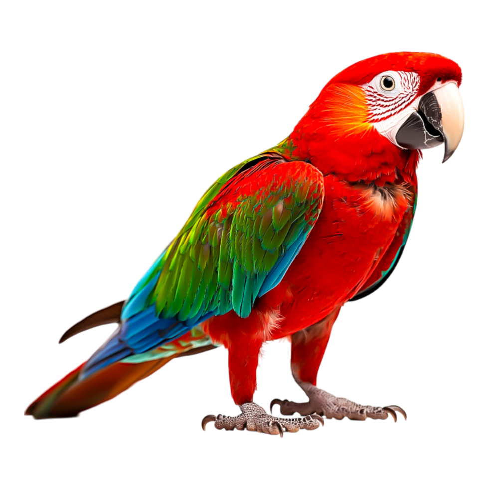 Vibrant Scarlet Macaw perches elegantly showcasing vivid feathers png