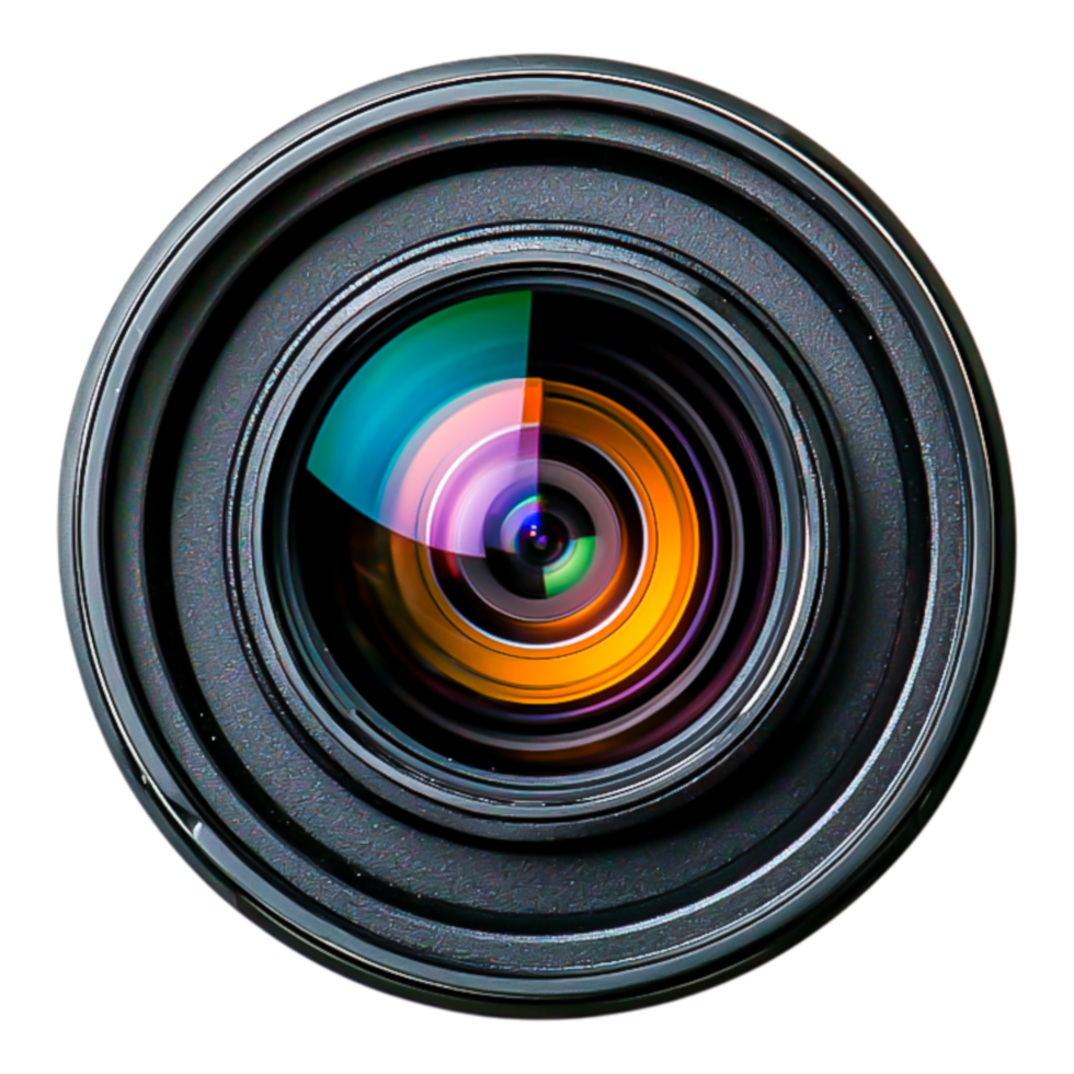 High-Quality Camera Lens with Vibrant Color Reflection and Detail png