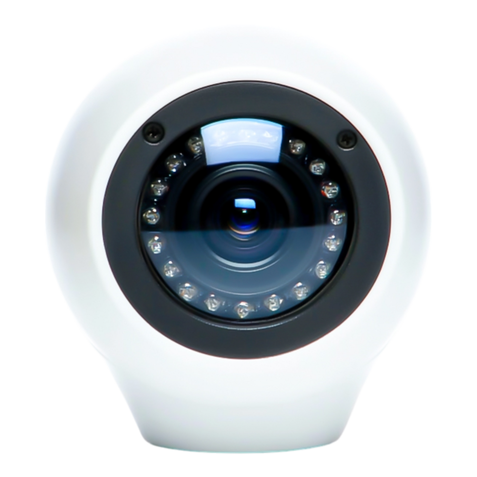 Close-Up of a Modern Security Camera with Infrared LEDs png