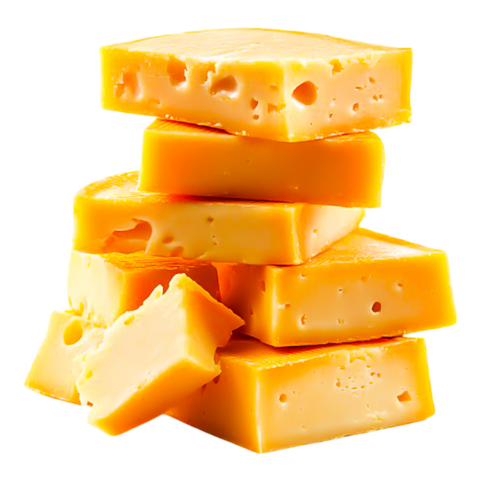 Fresh Blocks of Yellow Cheese Stacked on Each Other for Display png