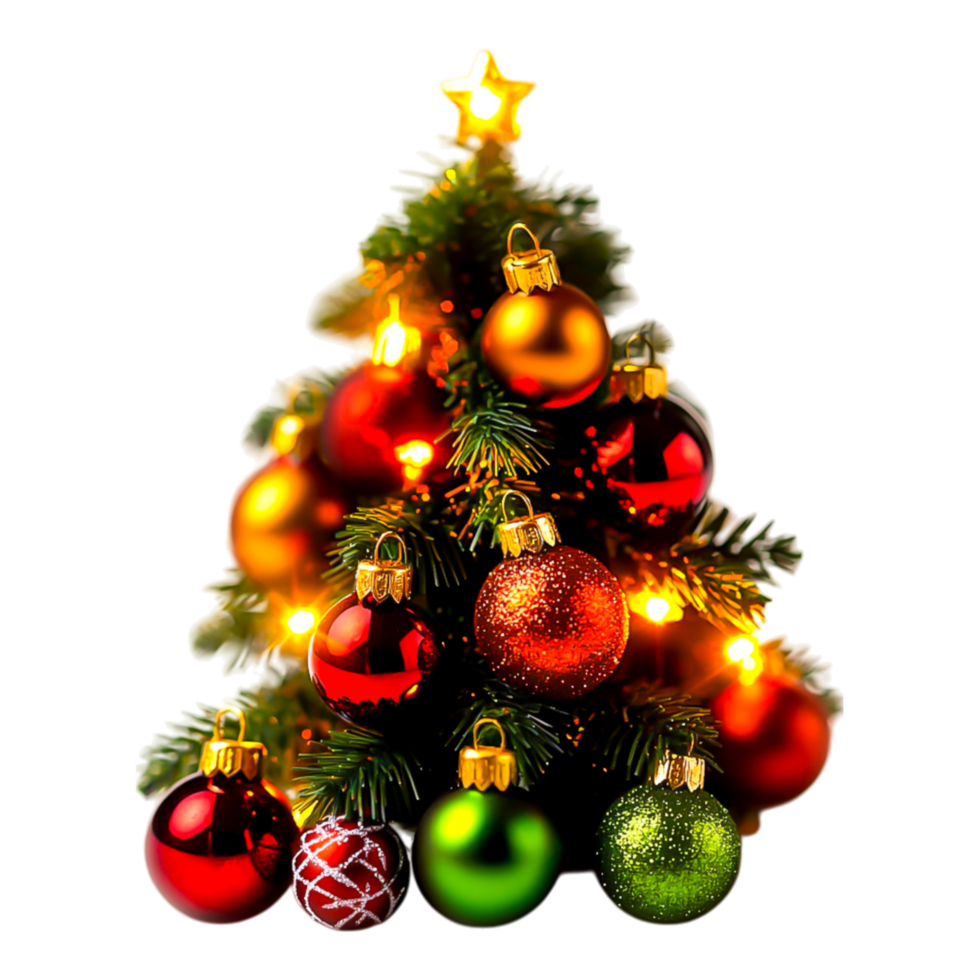 Sparkling Christmas Tree Decorated with Colorful Ornaments and Lights png