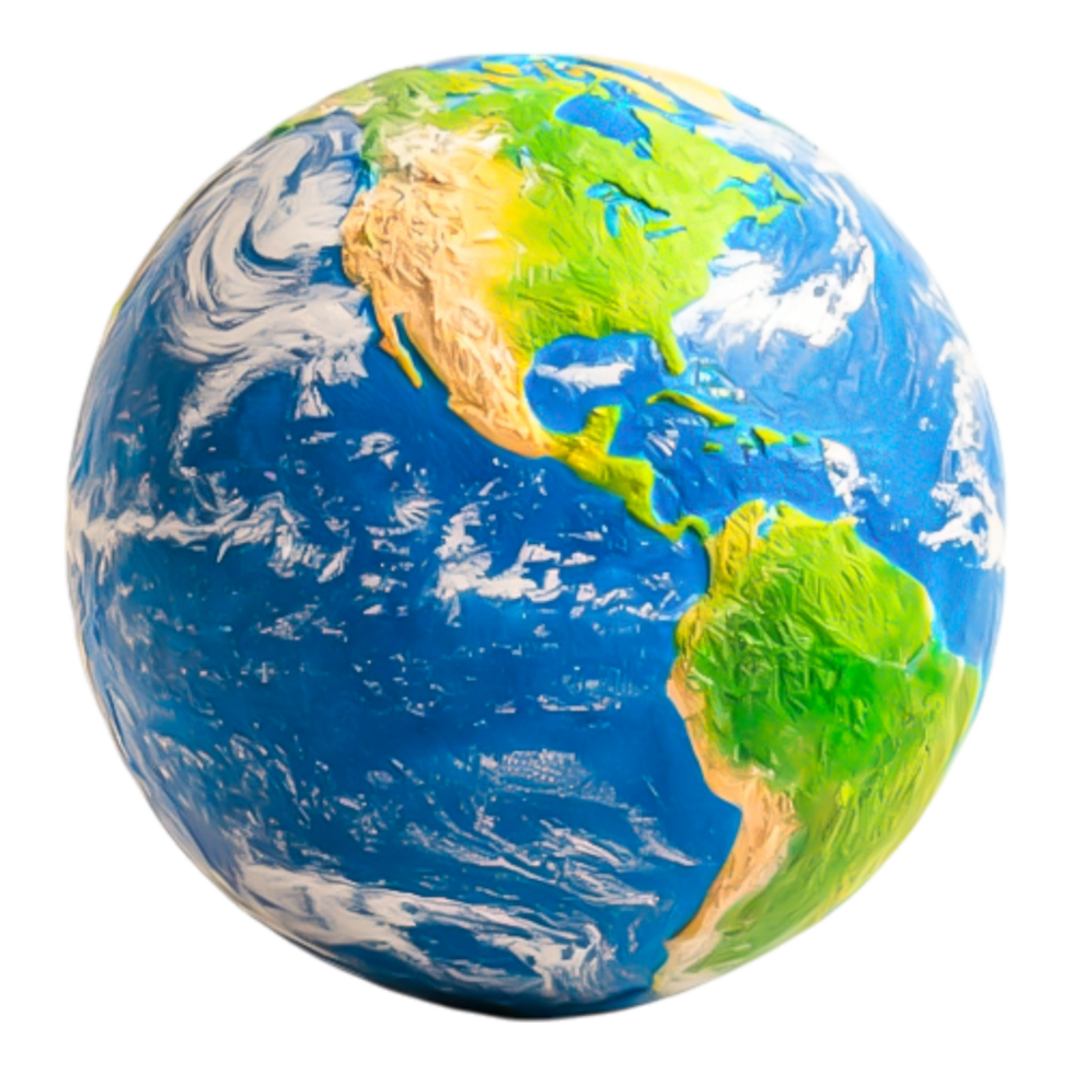 Colorful Earth Globe Illustrating North and South American Continents png