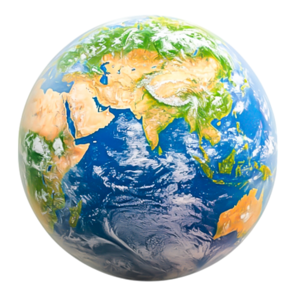 Detailed View of Earth Globe with Land and Water Diversity png