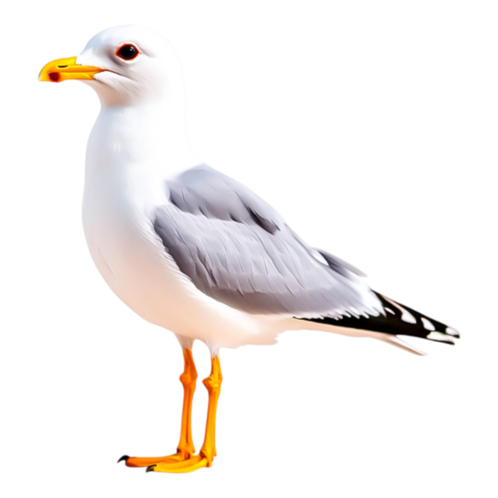 Seagull Standing on the Shore with Bright White and Gray Feathers png