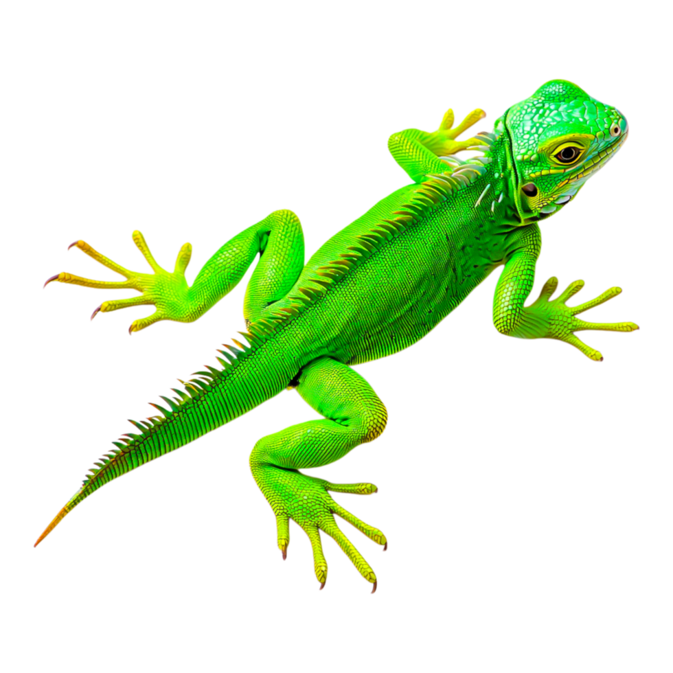 Vibrant Green Lizard Resting on a Branch in Natural Habitat png