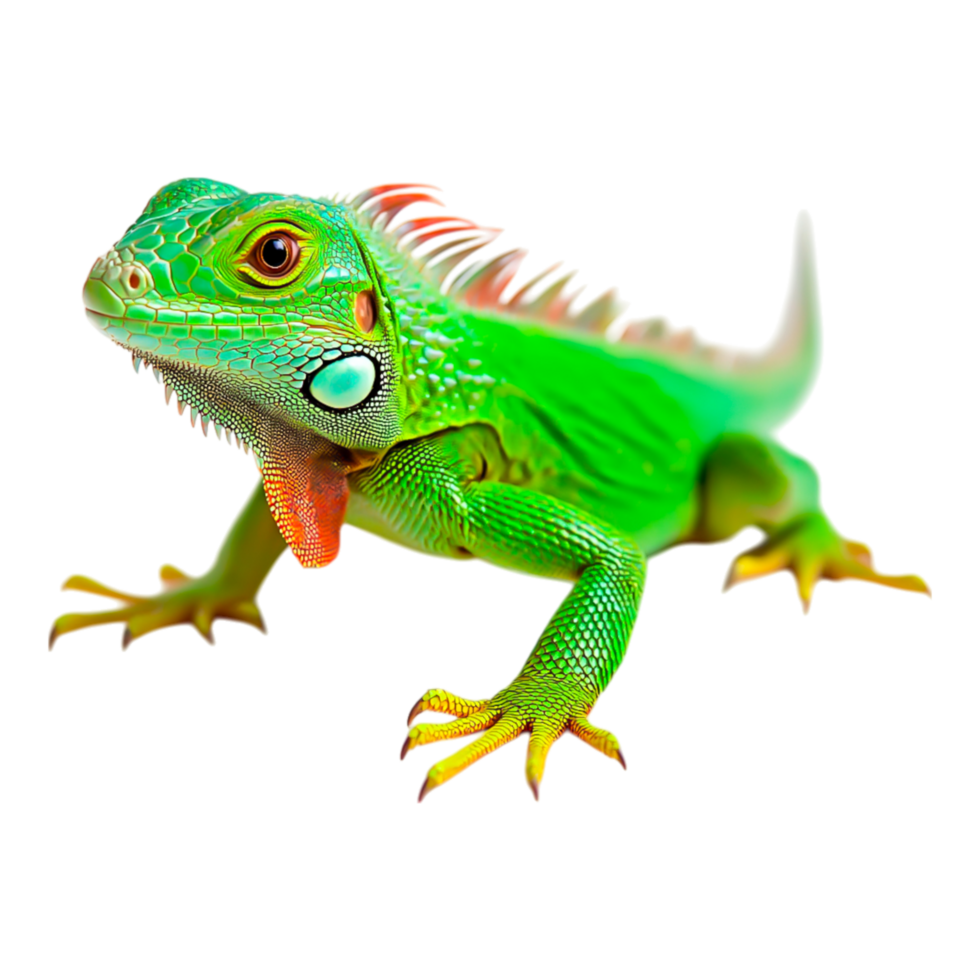 Vibrant Green Lizard with Intricate Patterns on Its Skin png
