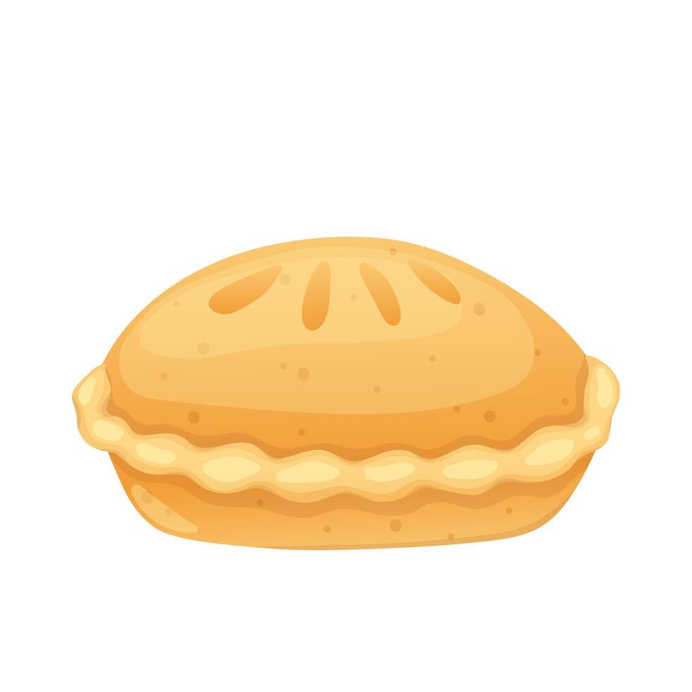 Apple pie in flat design. Traditional american dessert, bakery product. illustration isolated. vector