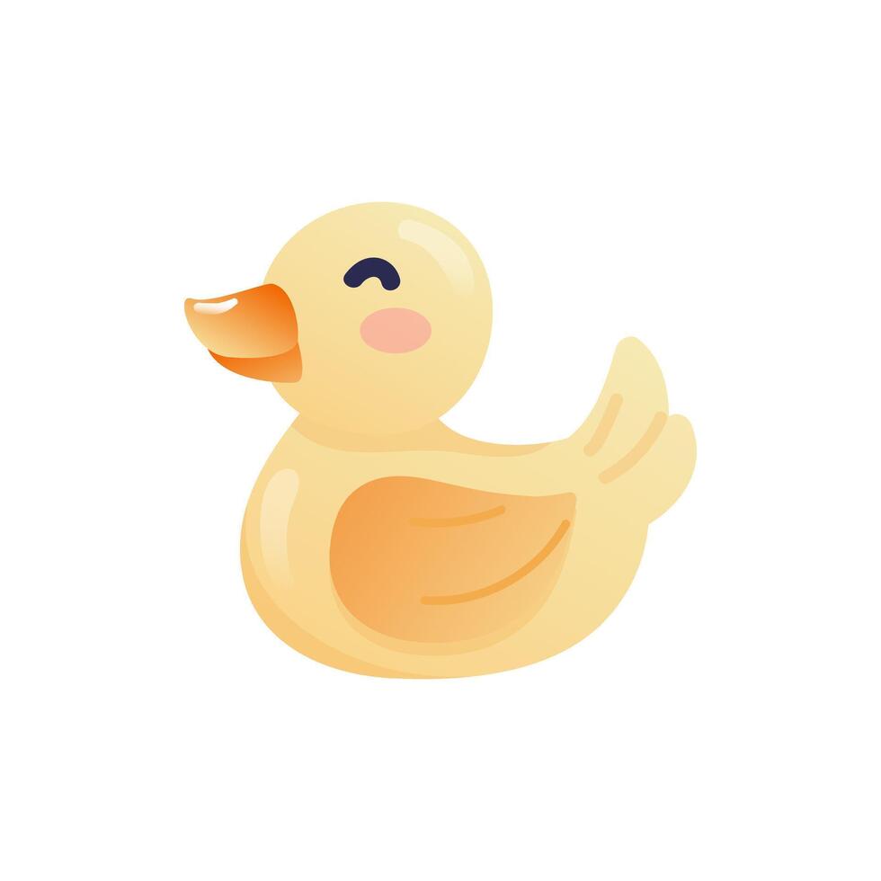 Rubber duck in flat design. Yellow duckling for baby bathroom games. illustration isolated. vector