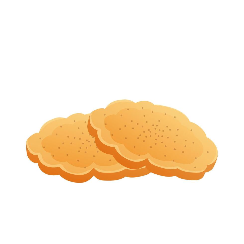 Cookies with seeds in flat design. Brown round desserts, bakery sweet product. illustration isolated. vector