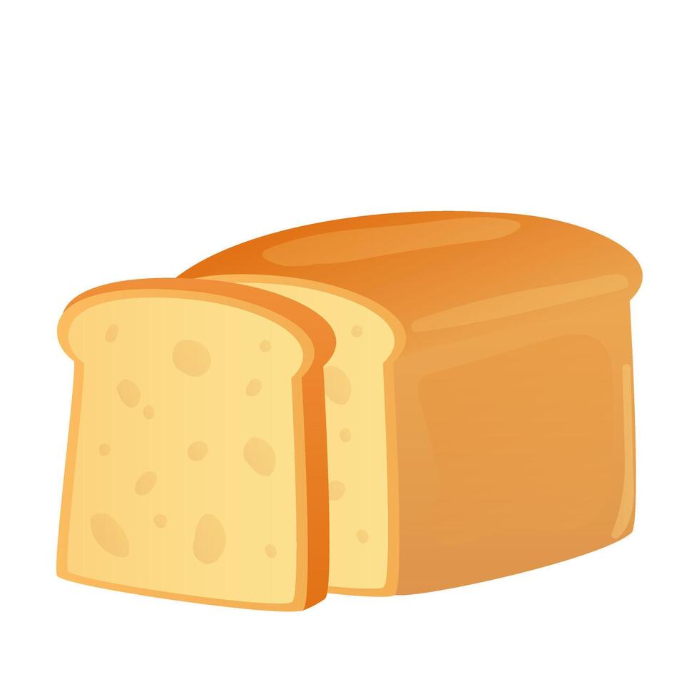 Wheat bread in flat design. Fresh bakery product, loaf with slice cut. illustration isolated. vector