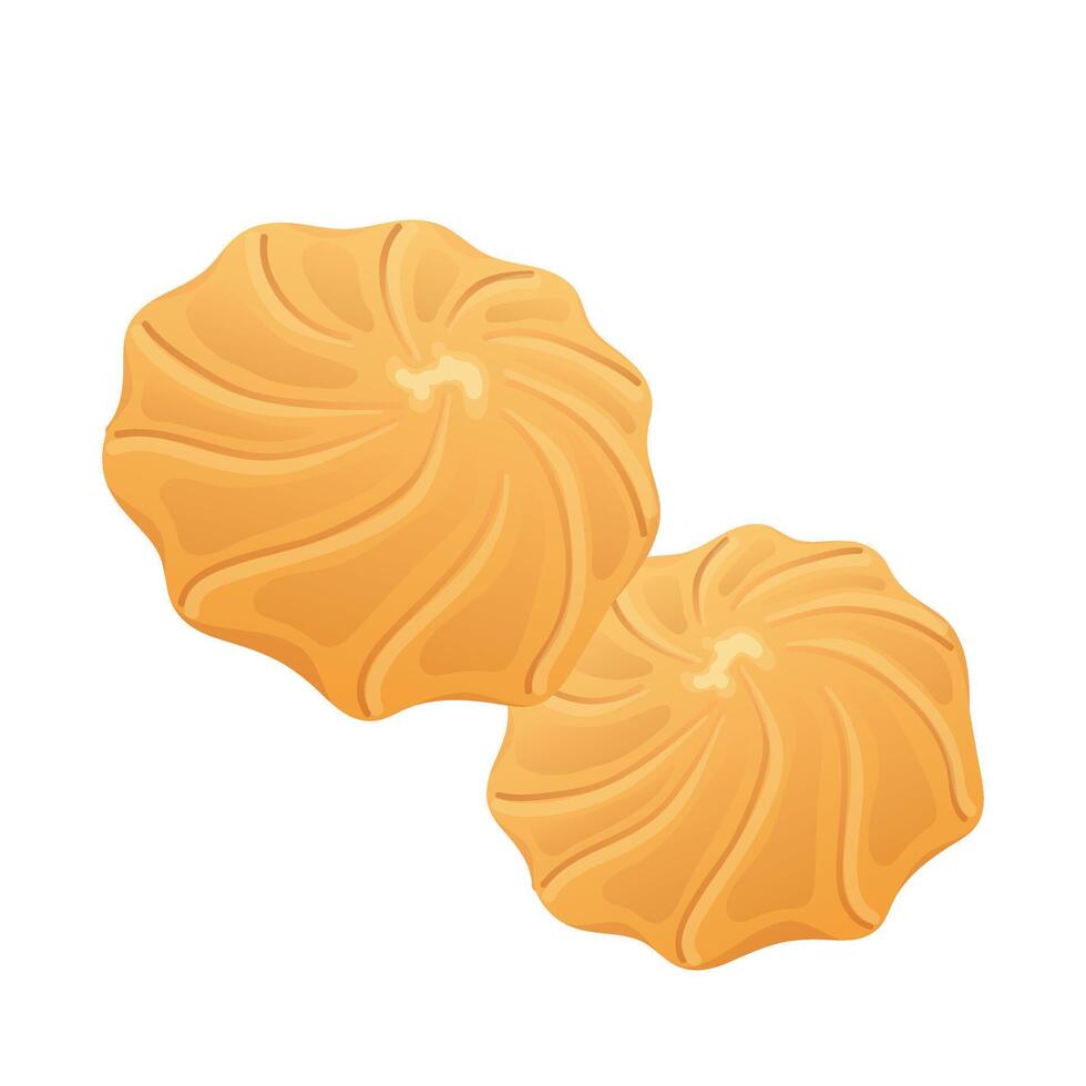 Shortbread cookies in flat design. Crunchy biscuit dessert with swirls. illustration isolated. vector