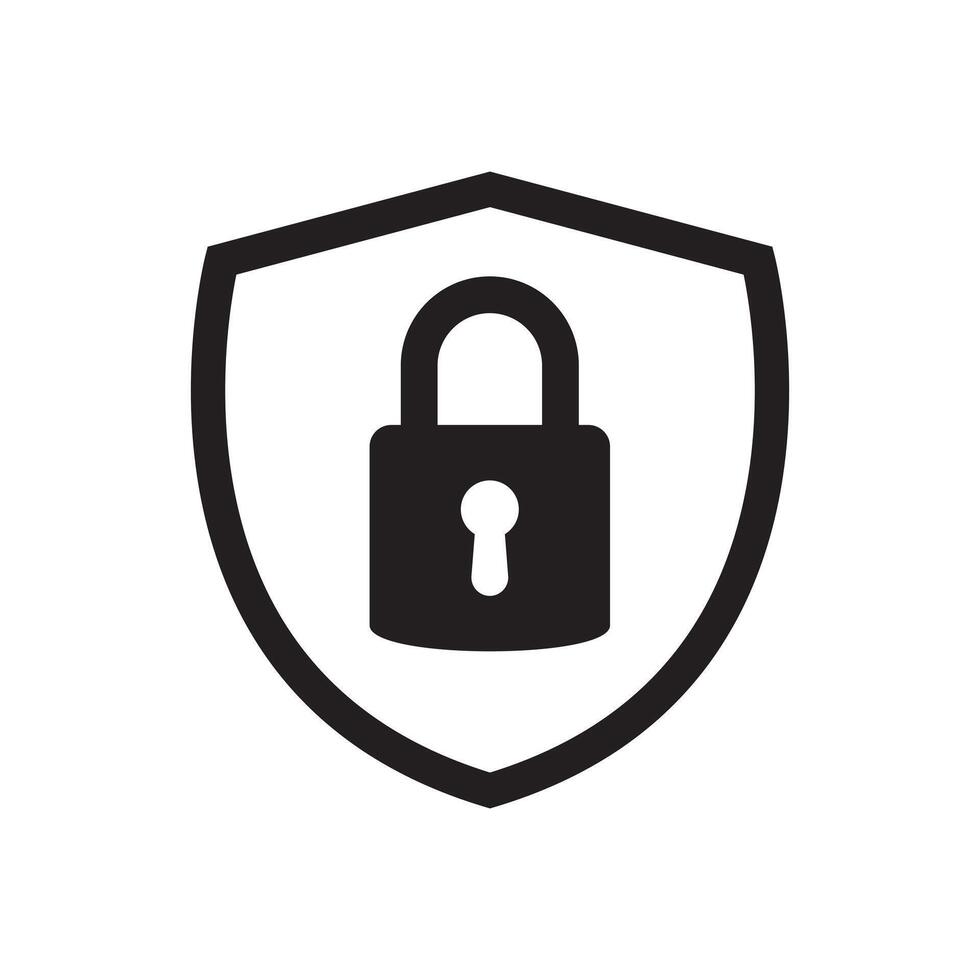 Shield security with lock icon. Protection, safety, password security icon. vector