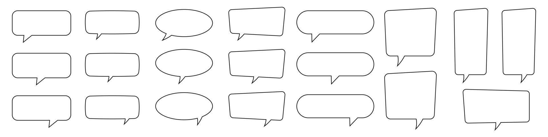 Collection of line speech bubble, outline speech balloon, chat bubble. vector