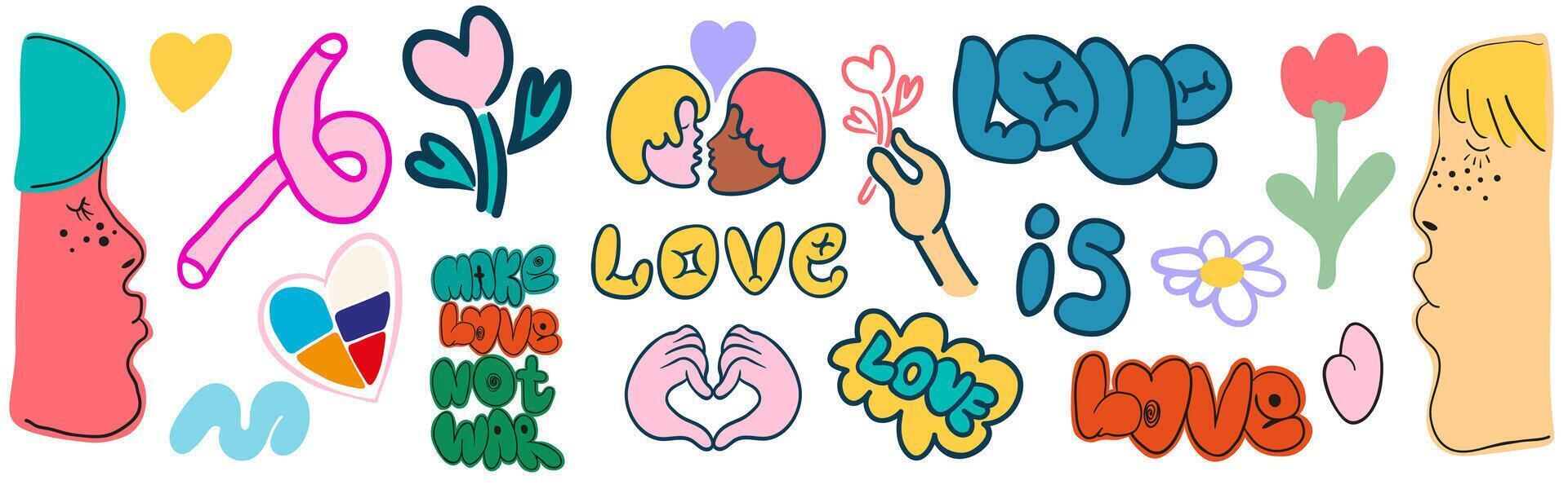 big valentines sticker set vector