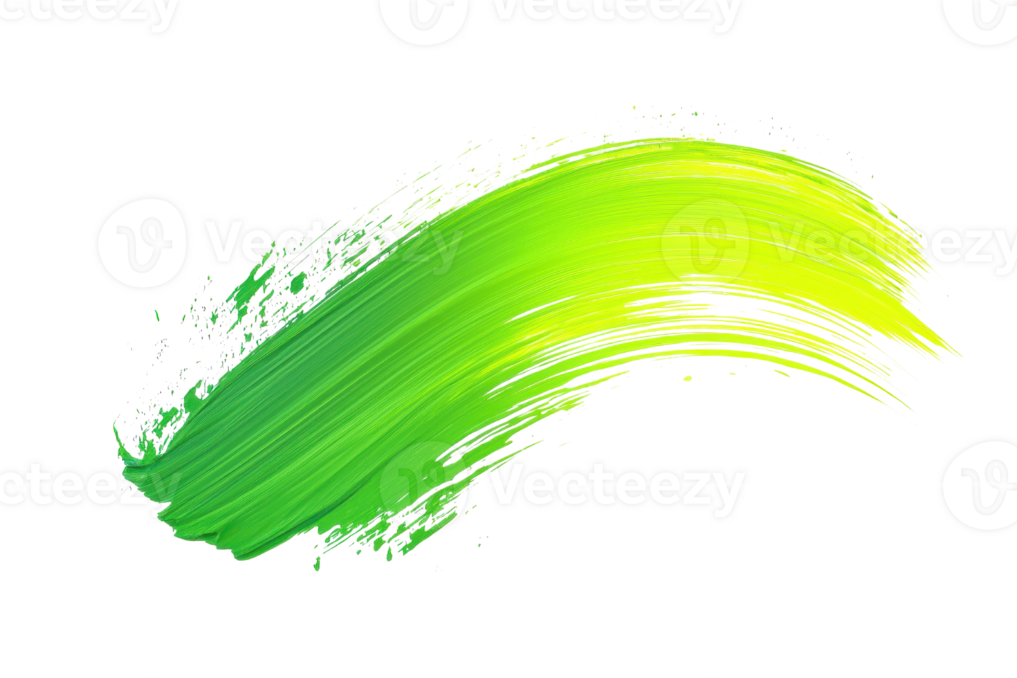 Vibrant green and yellow brush stroke on transparent background, showcasing smooth texture and dynamic movement, perfect for design or abstract art projects. png