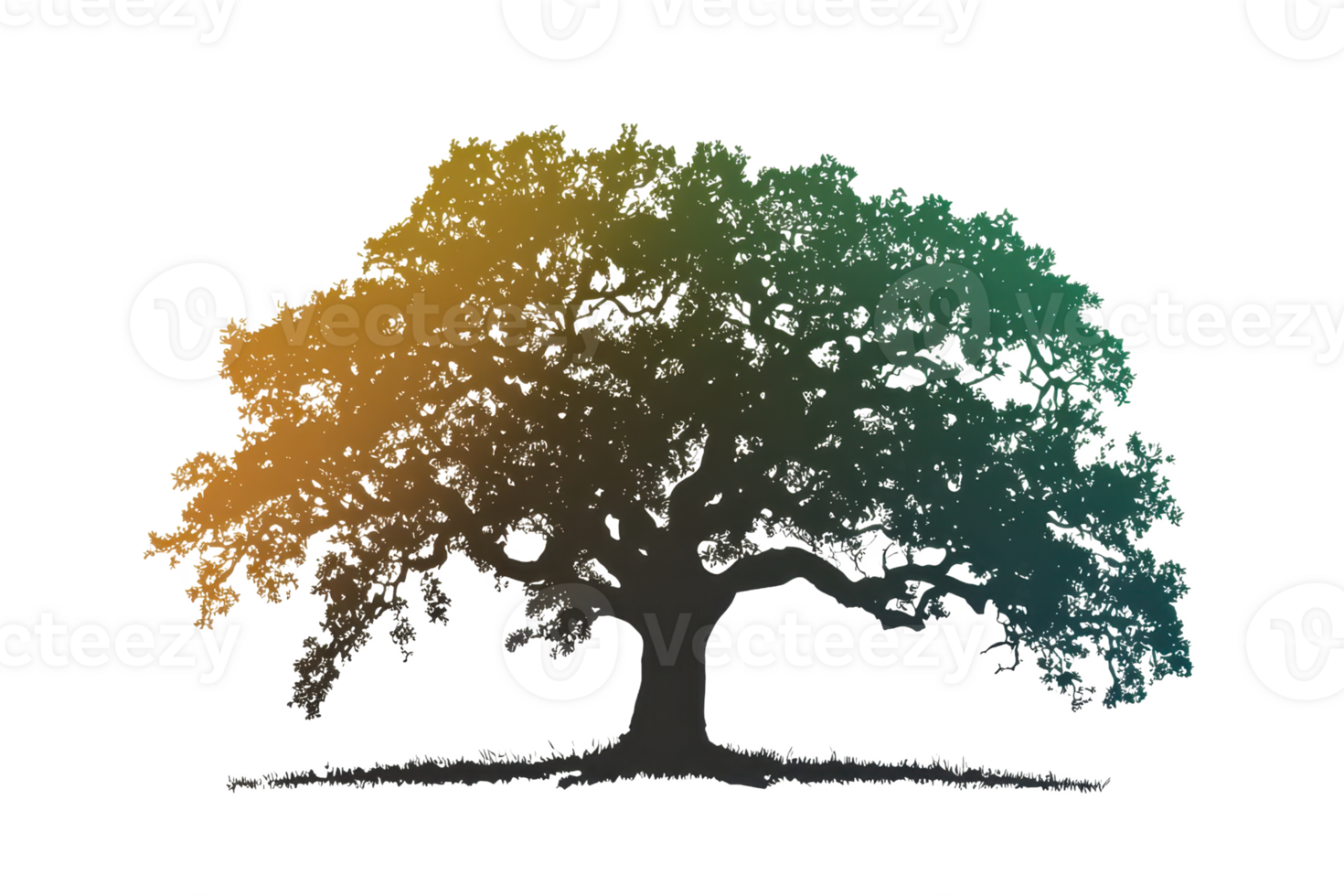 Vibrant illustration of a tree with multicolor leaves, symbolizing diversity and growth. Isolated on a transparent background for creative use. png