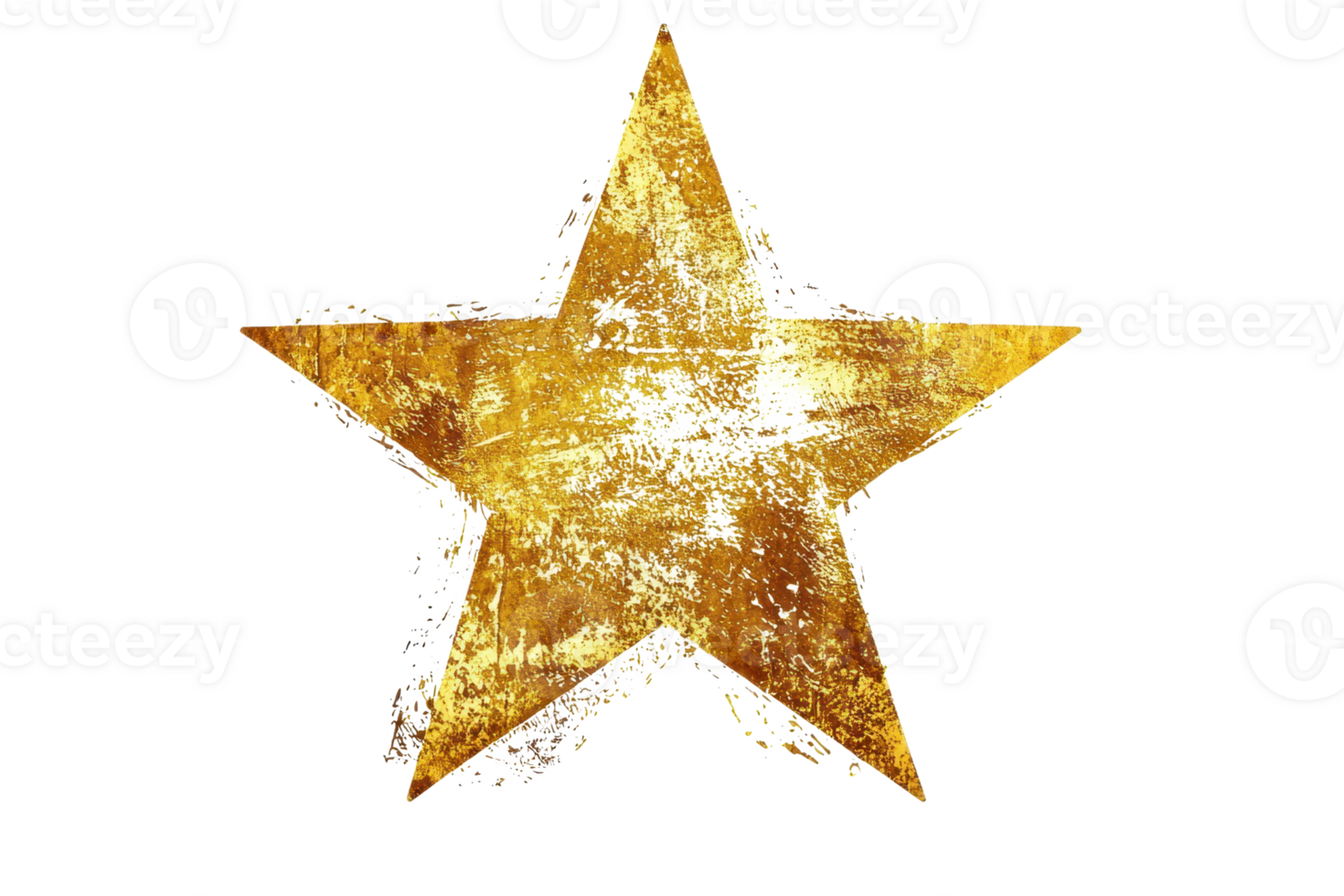 Textured golden star illustration on transparent background, perfect for festive themes, creative projects, and holiday decorations. png