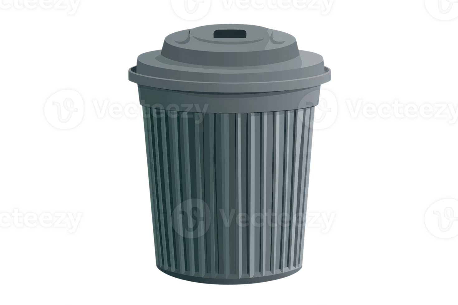 A simple grey trash can with a lid, shown isolated on a transparent background. ideal for depicting waste management concepts. png