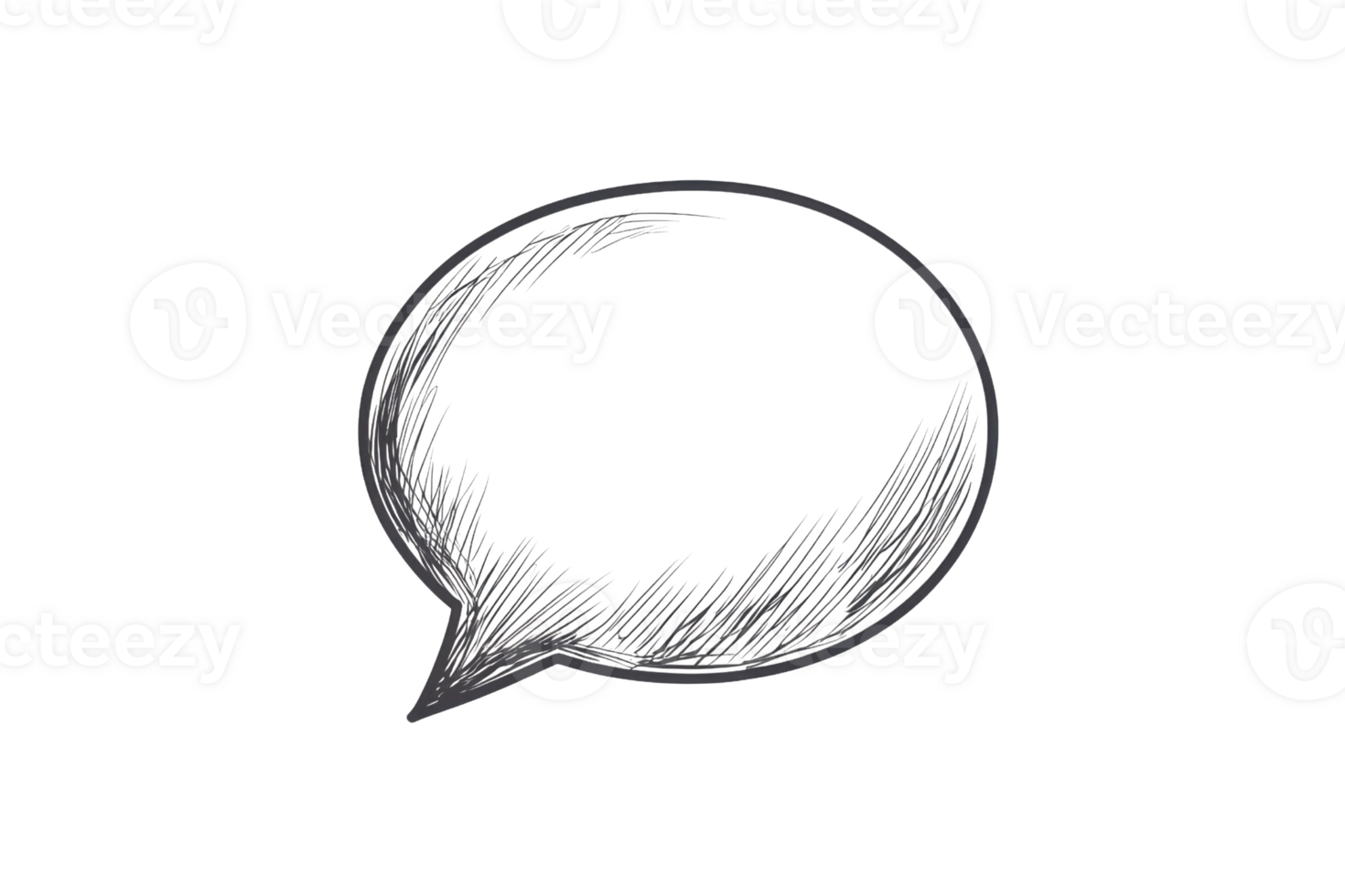 Abstract hand-drawn sketch of a speech bubble symbolizing communication and conversation in a minimalist style on a transparent background. png