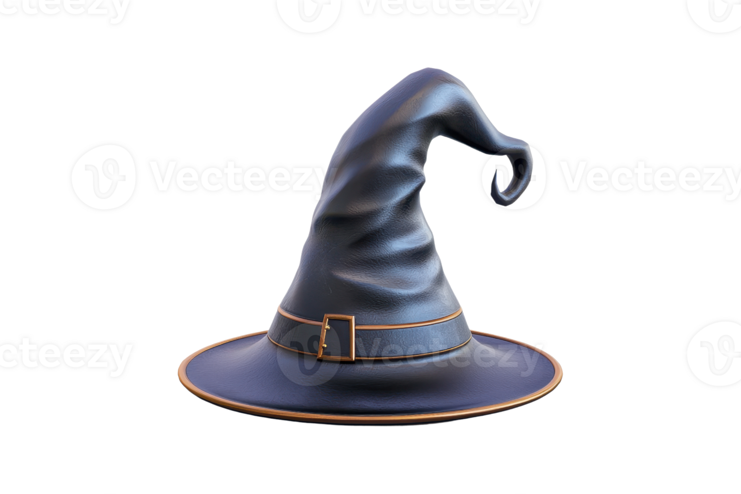 Black witch hat with a buckle, perfect for Halloween, magic, and fantasy themes. Isolated on a transparent background. for design use. png