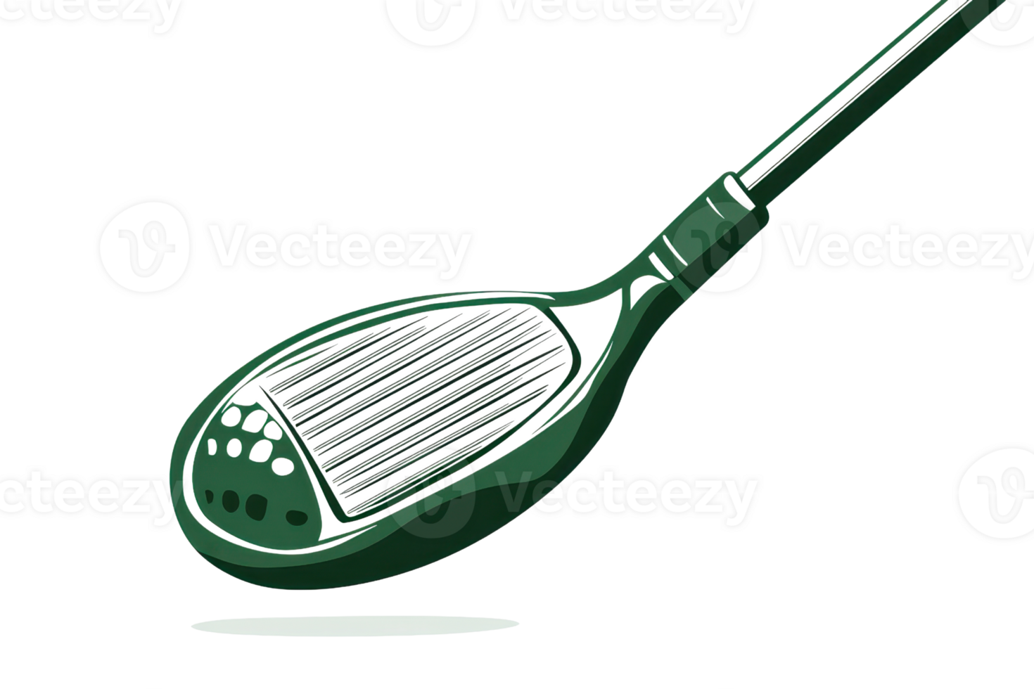 Close-up of a green tennis racket isolated on transparent background, showcasing sports equipment detail and design. png
