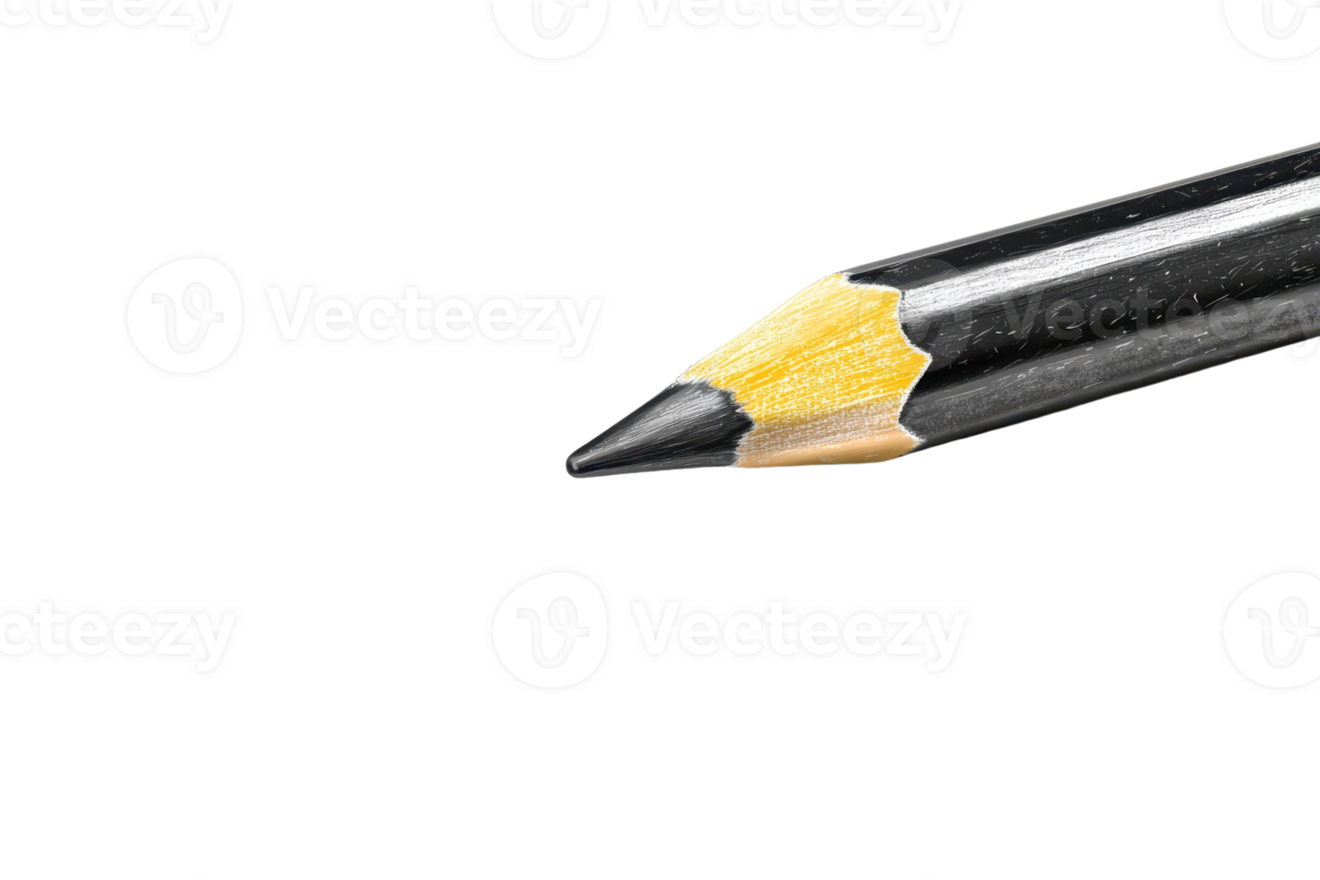 Close-up of a pencil tip on a transparent background, showcasing the sharp graphite point for writing or drawing in a minimalist style. png
