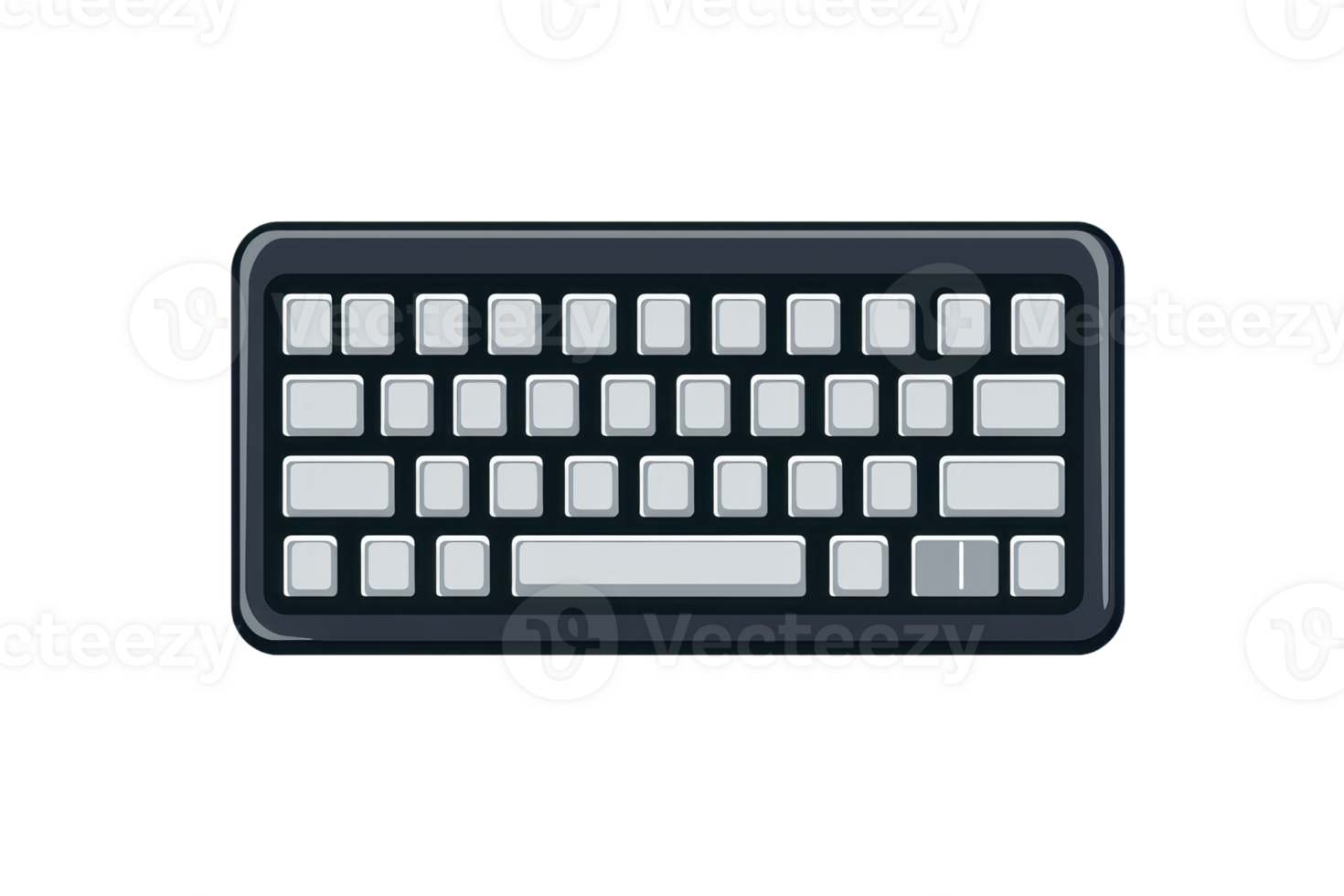 Close-up of a modern computer keyboard, showcasing sleek design and functional layout, ideal for tech and office-related concepts. png