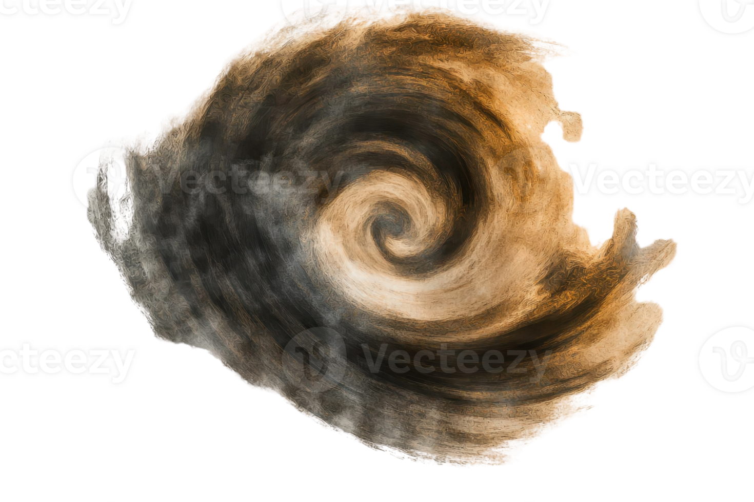 Abstract swirl art in brown and black tones, resembling a vortex. Perfect for backgrounds, creative designs, and artistic projects. png