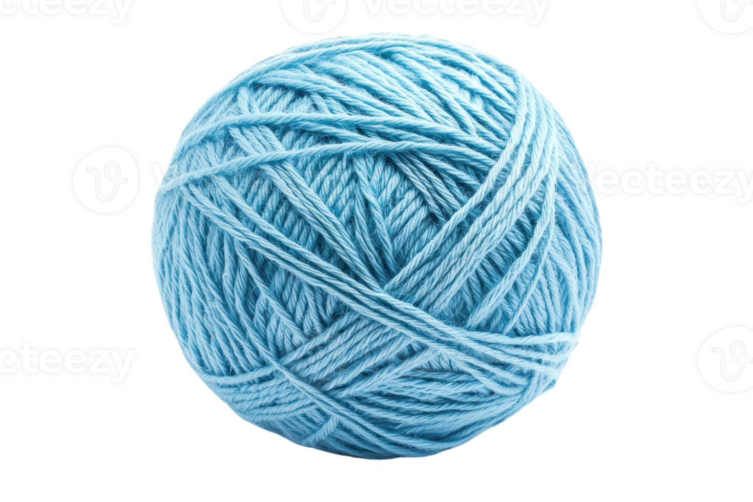 Close-up of a blue yarn ball isolated on a transparent background. perfect for knitting, crochet, and crafting projects. png