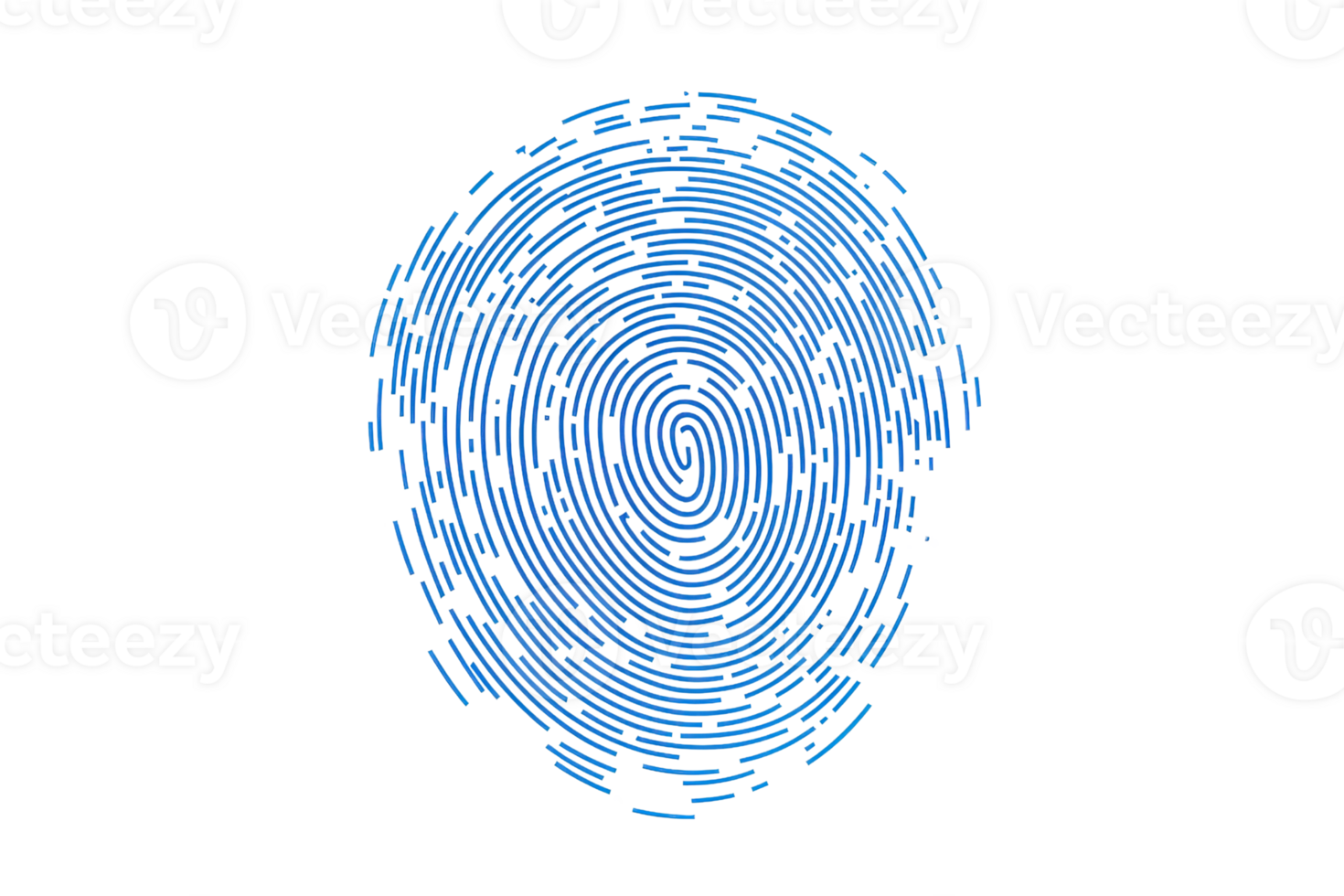 Digital blue fingerprint illustration representing identity verification, security, biometrics, and technology in a modern context. png