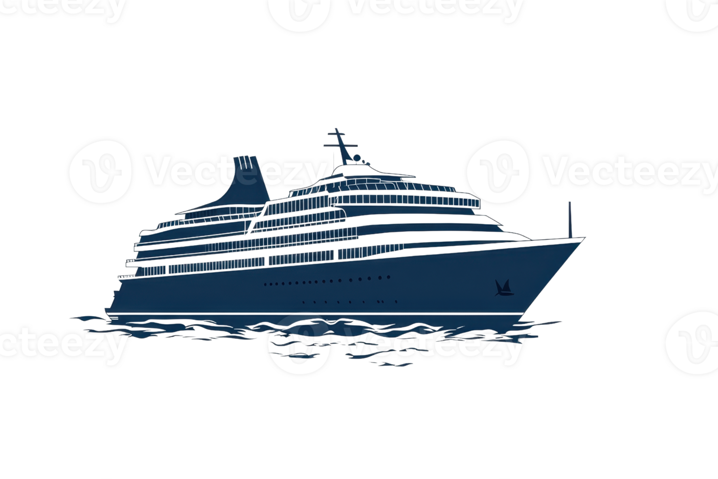 Elegant cruise ship sailing through calm waters, representing luxury travel and exploration in the open sea under a blue sky. png