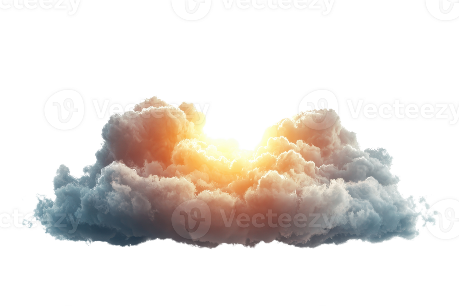 Dramatic cloud with vivid orange and blue hues, illuminated by sunlight, conveying a sense of peace and wonder. Perfect for nature themes. png
