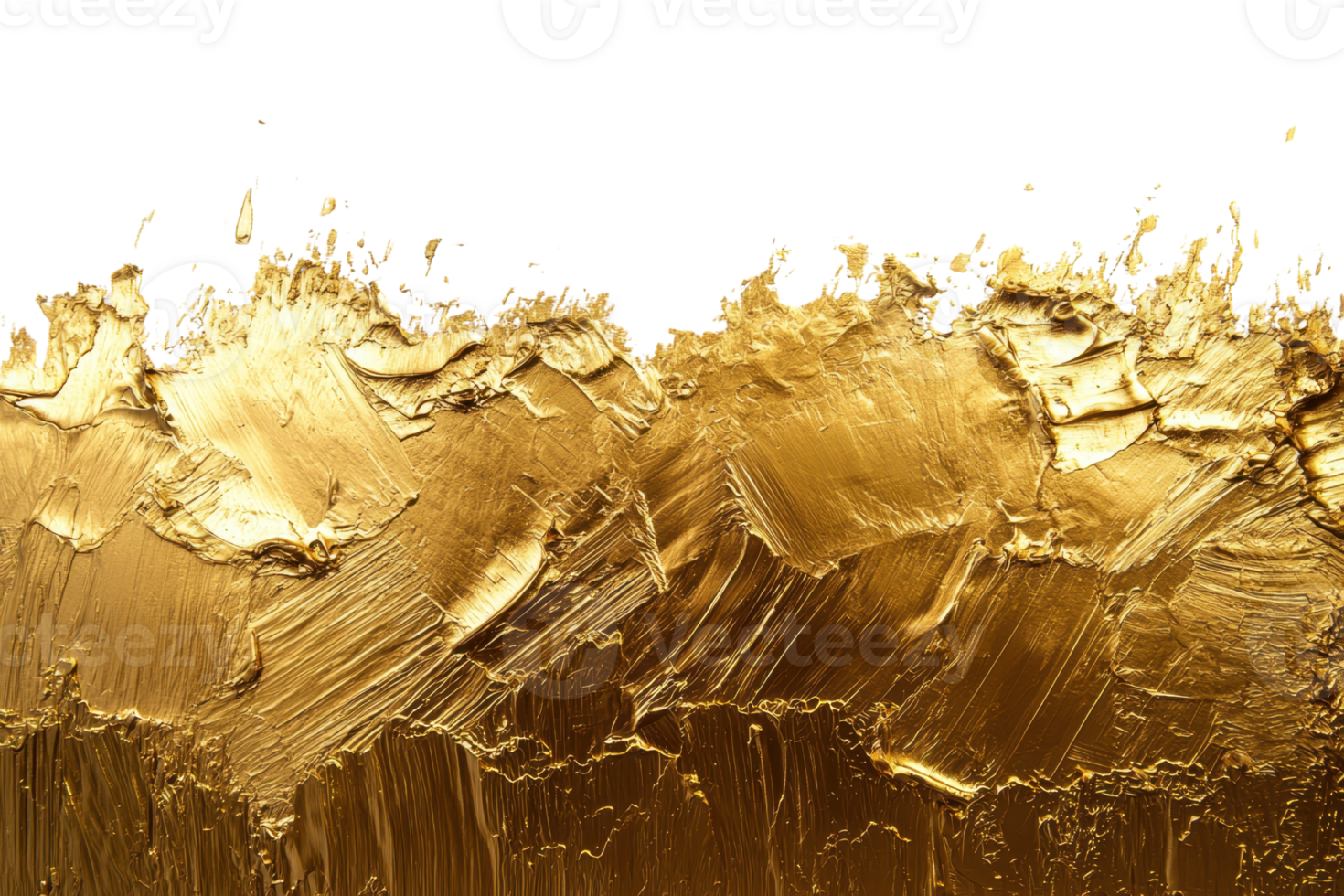 Close-up of textured golden abstract paint strokes, creating a luxurious and artistic background with dynamic brush patterns and depth. png