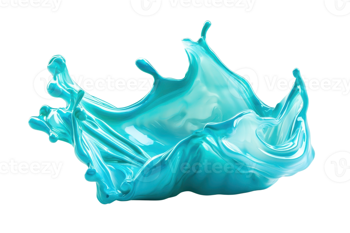 Dynamic splash of turquoise liquid with vivid texture, captured in a frozen moment. Ideal for abstract and creative designs. png