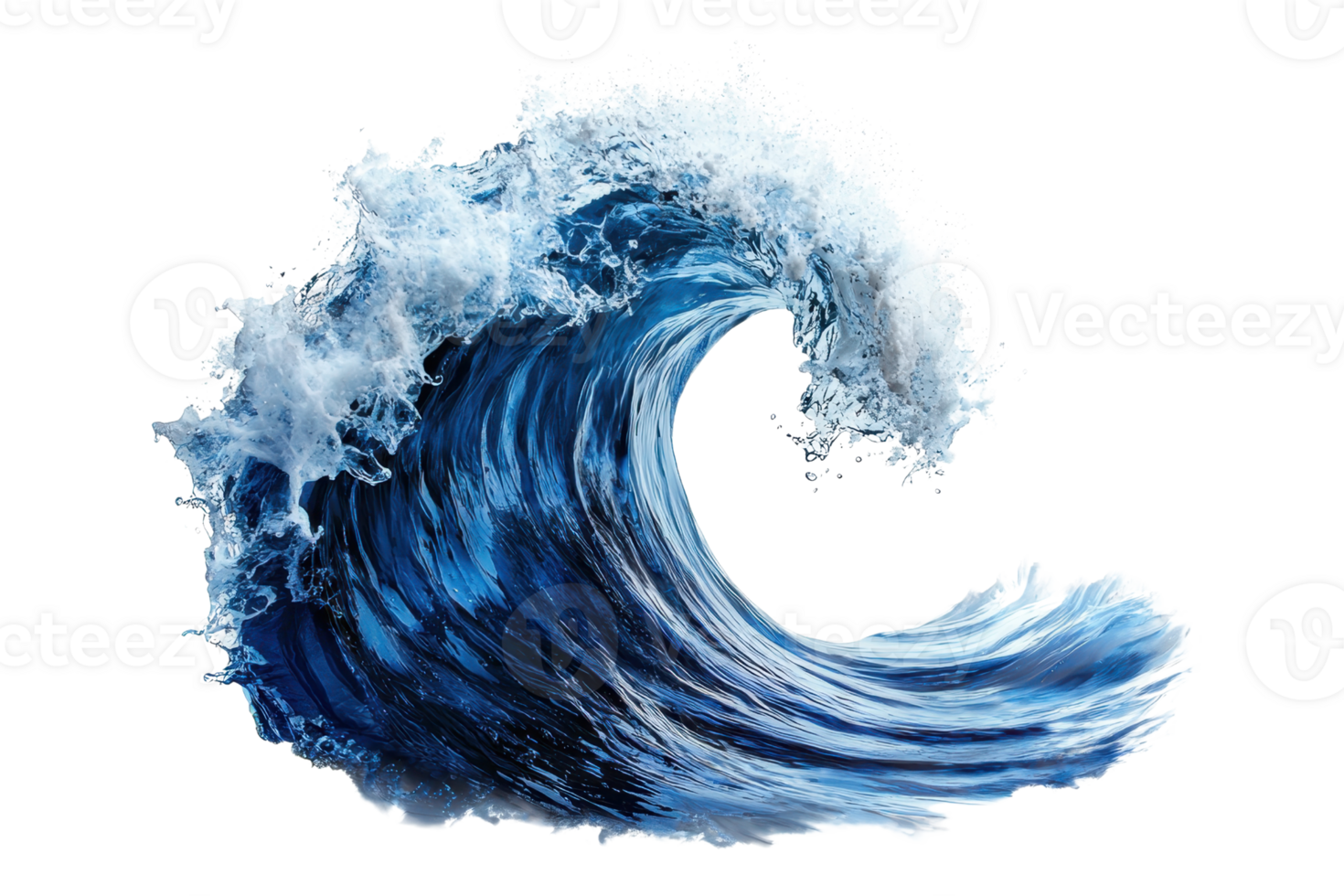 Dynamic ocean wave captured in mid-motion, showcasing the power and beauty of nature in a stunning, isolated composition on a transparent background. png