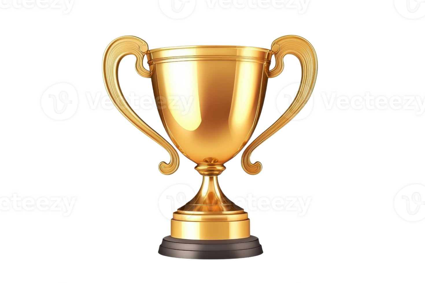 Golden trophy cup on transparent background, symbolizing victory, achievement, success, and excellence in competition or award ceremony. png