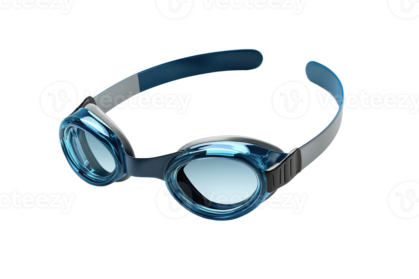 High-quality blue swimming goggles designed for comfort and clarity underwater. Ideal for professional and recreational swimmers. png