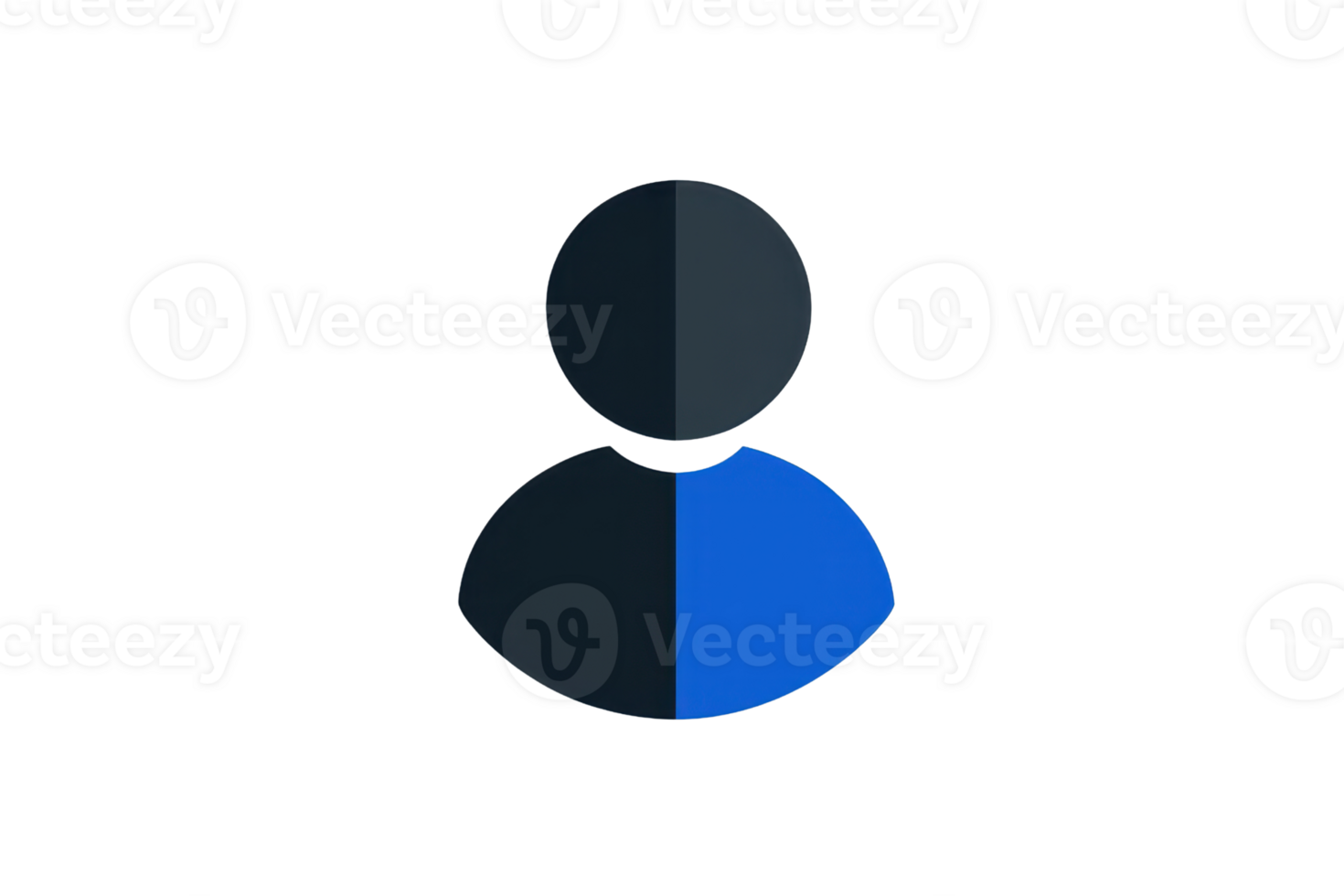 Minimalist avatar icon depicting a person in a simplistic, abstract design with blue accent, perfect for profiles or digital branding. png