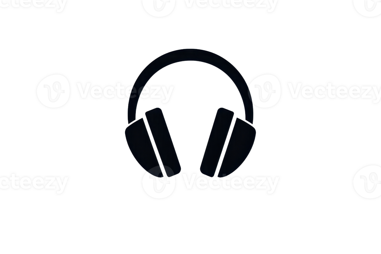Minimalist black headphones isolated on a transparent background, ideal for illustrating music, audio, and technology concepts. png