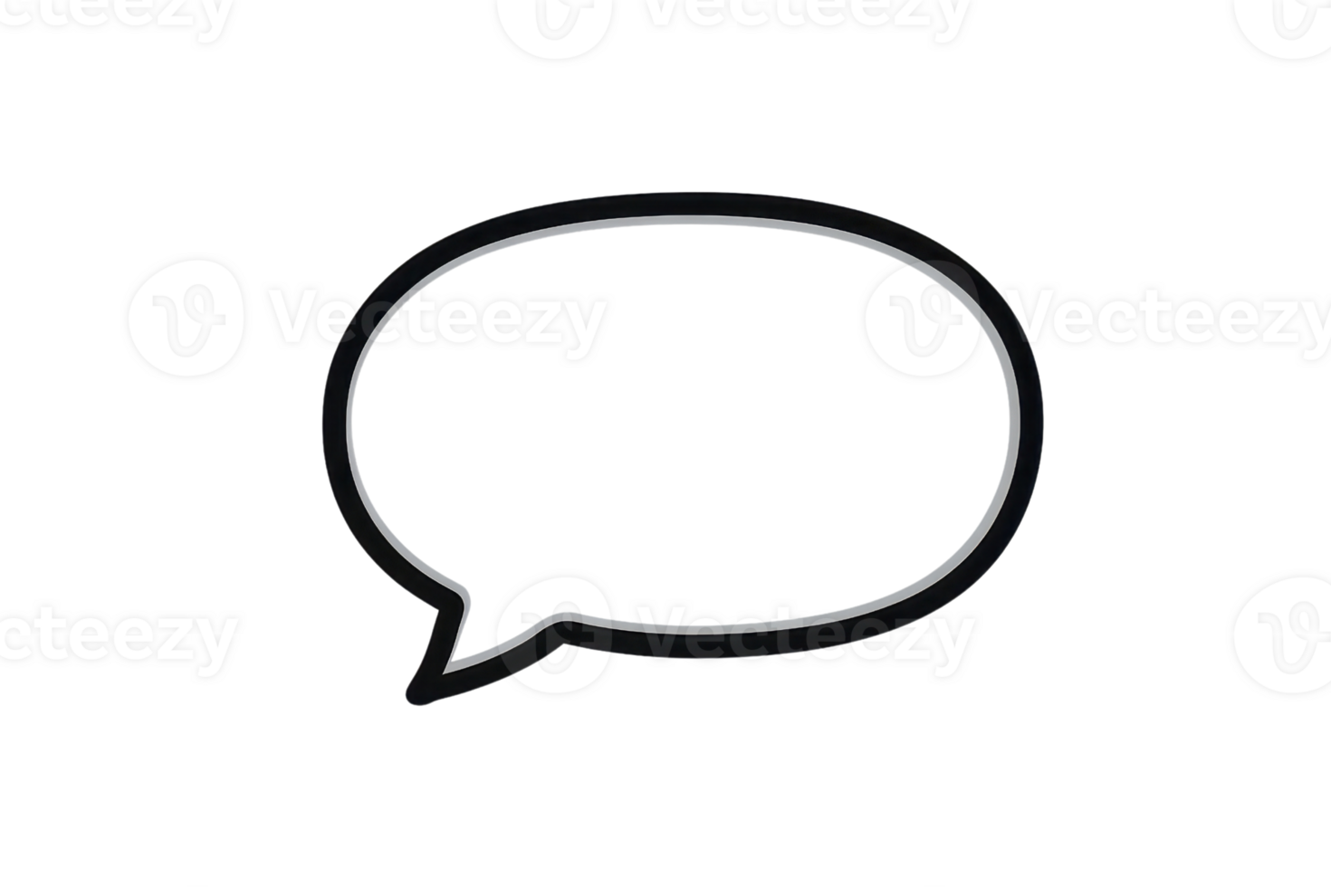 Minimalistic black and white speech bubble outline on a transparent background, ideal for design and communication projects. png