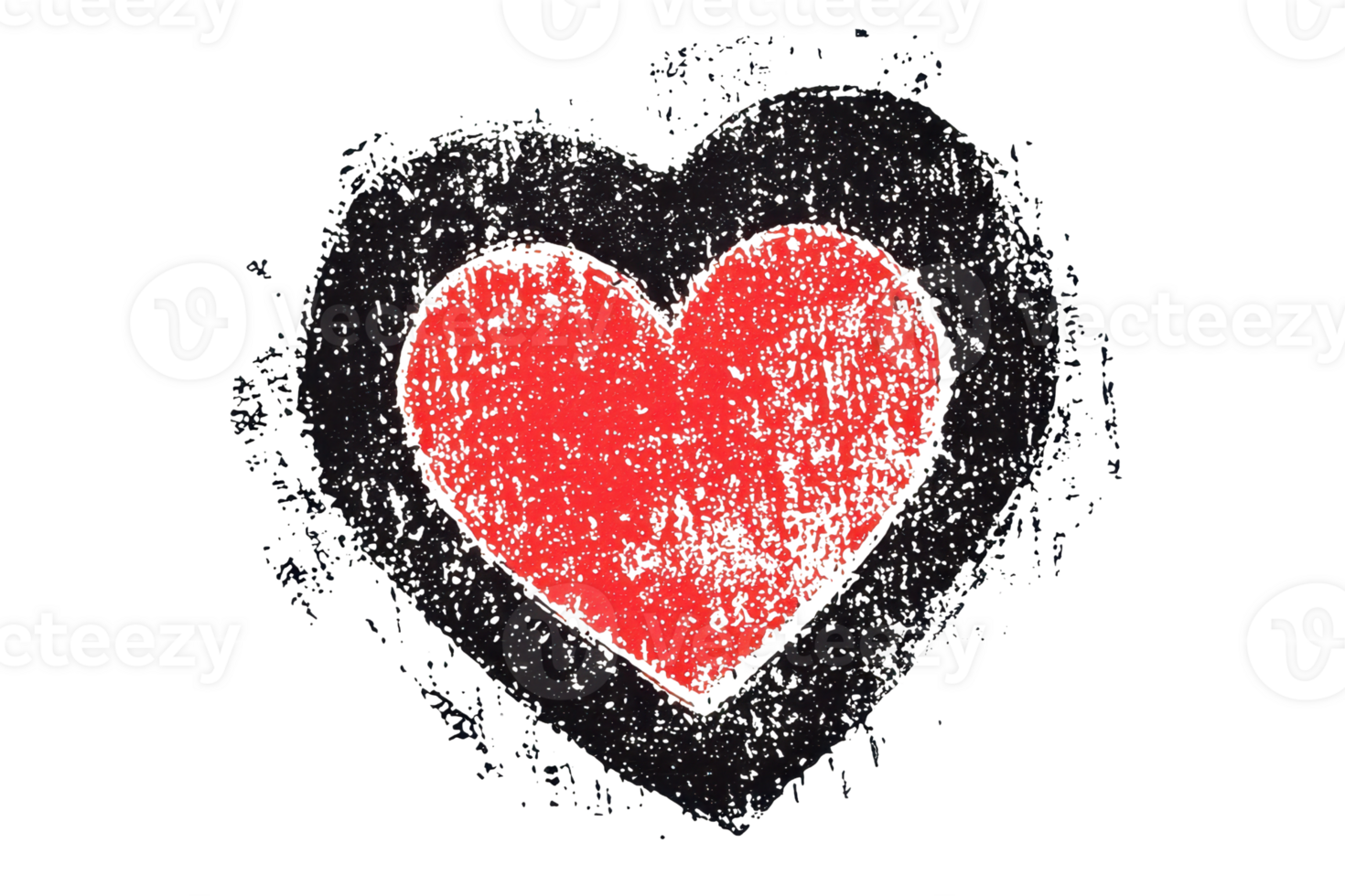 Hand-drawn red heart with black outline on transparent background. symbolizing love, affection, and creativity in vibrant artistic expression. png
