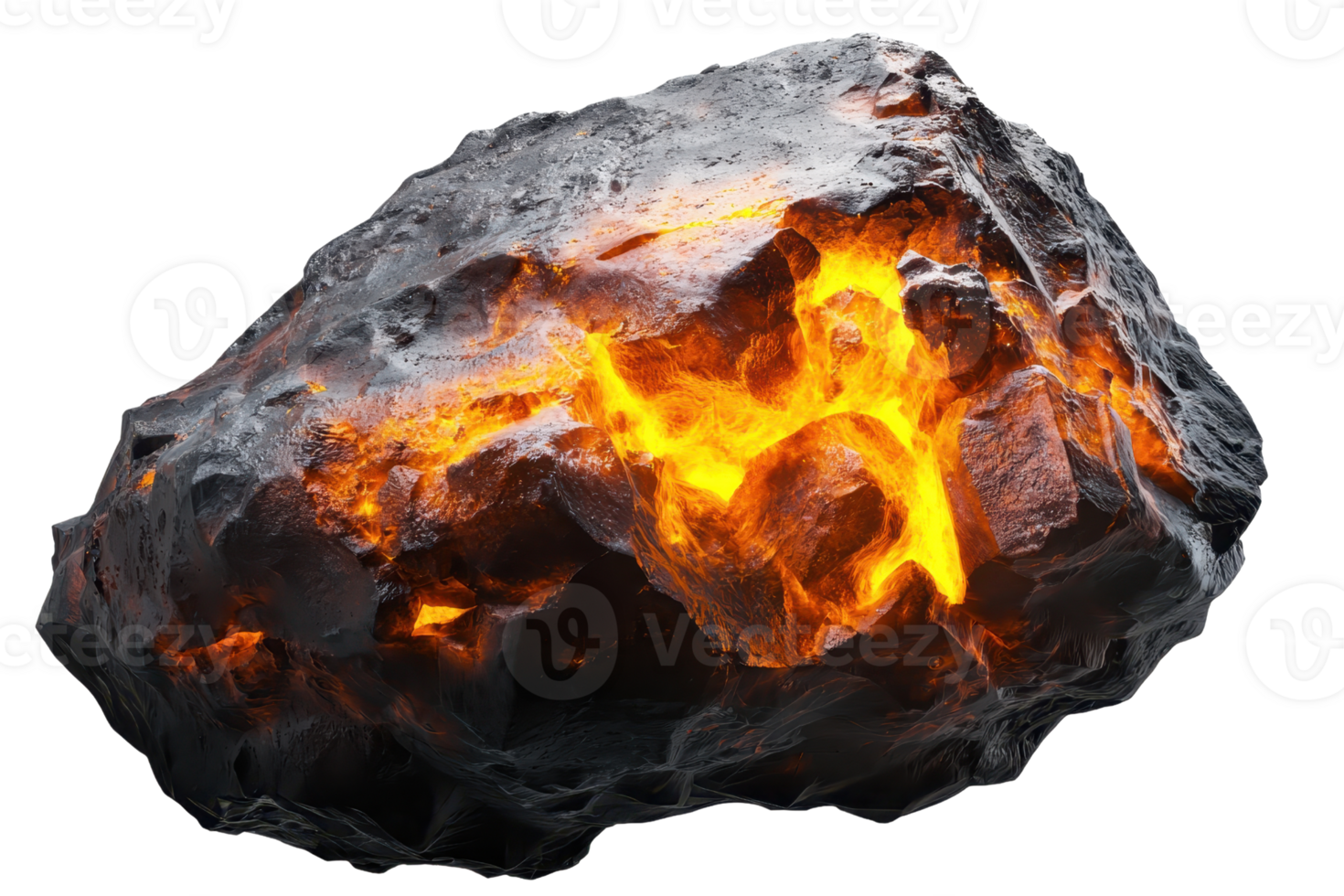 Glowing hot lava rock with vibrant fiery colors, depicting the intense heat and energy of molten lava in a captivating close-up. png