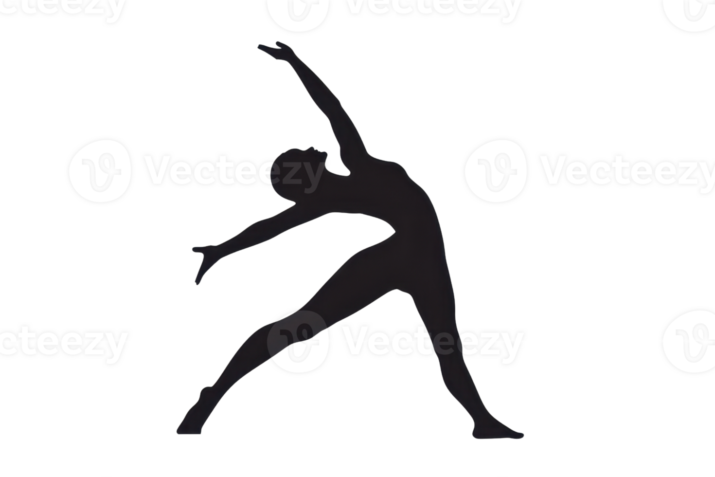 Silhouette of a person gracefully stretching in a yoga pose, embodying flexibility, balance, and strength against a transparent background. png