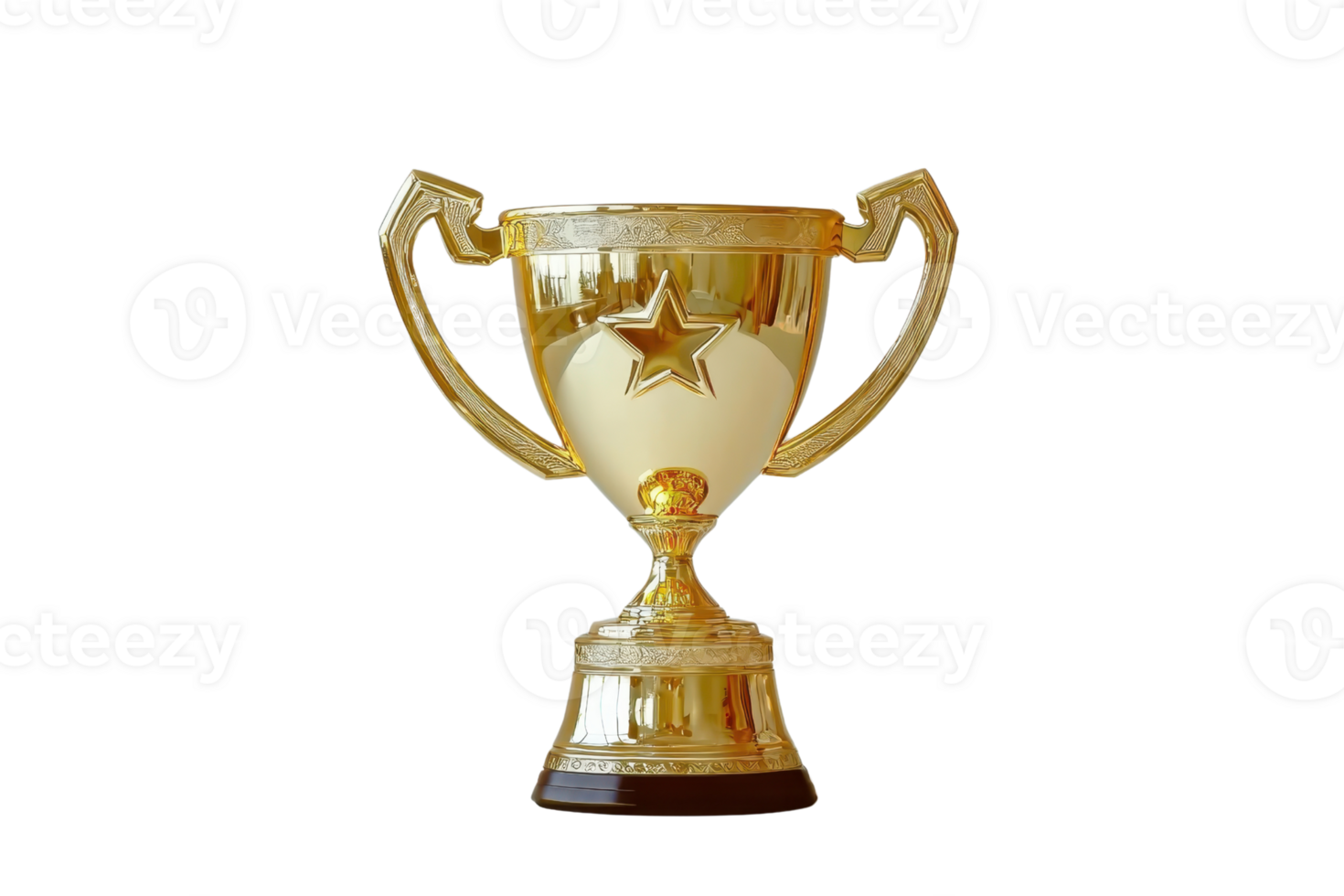 Shiny gold trophy with a star on the front, representing achievement and success. Perfect for celebrating victories or accomplishments. png