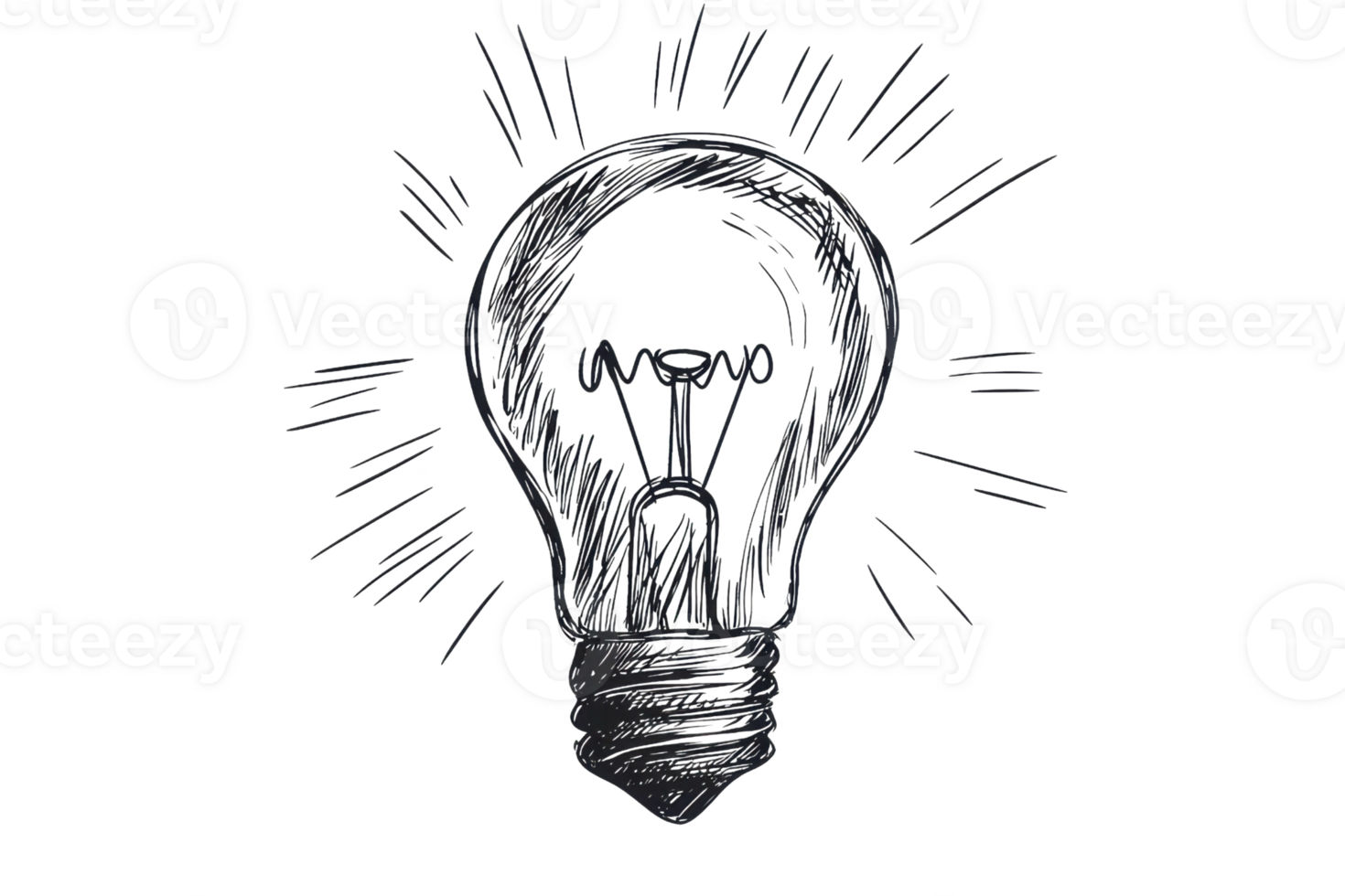 Sketch of a lightbulb illustration symbolizing creativity, innovation, and bright ideas, drawn with charcoal for design inspiration. png