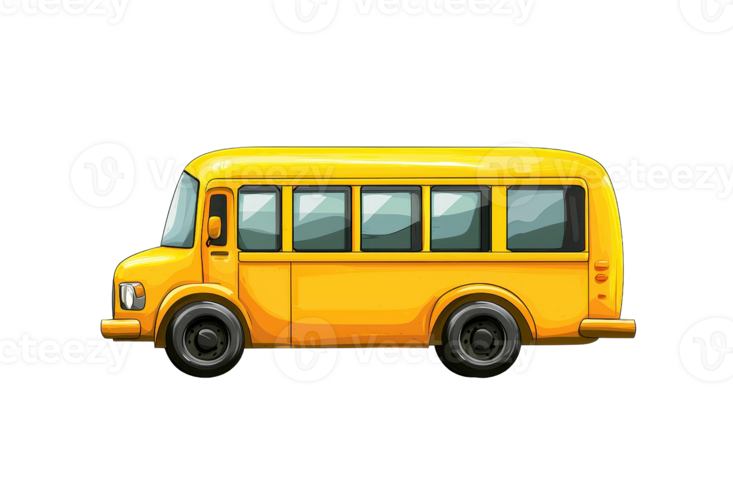 illustration of a bright yellow cartoon school bus isolated on a transparent background. Perfect for educational and transportation themes. png
