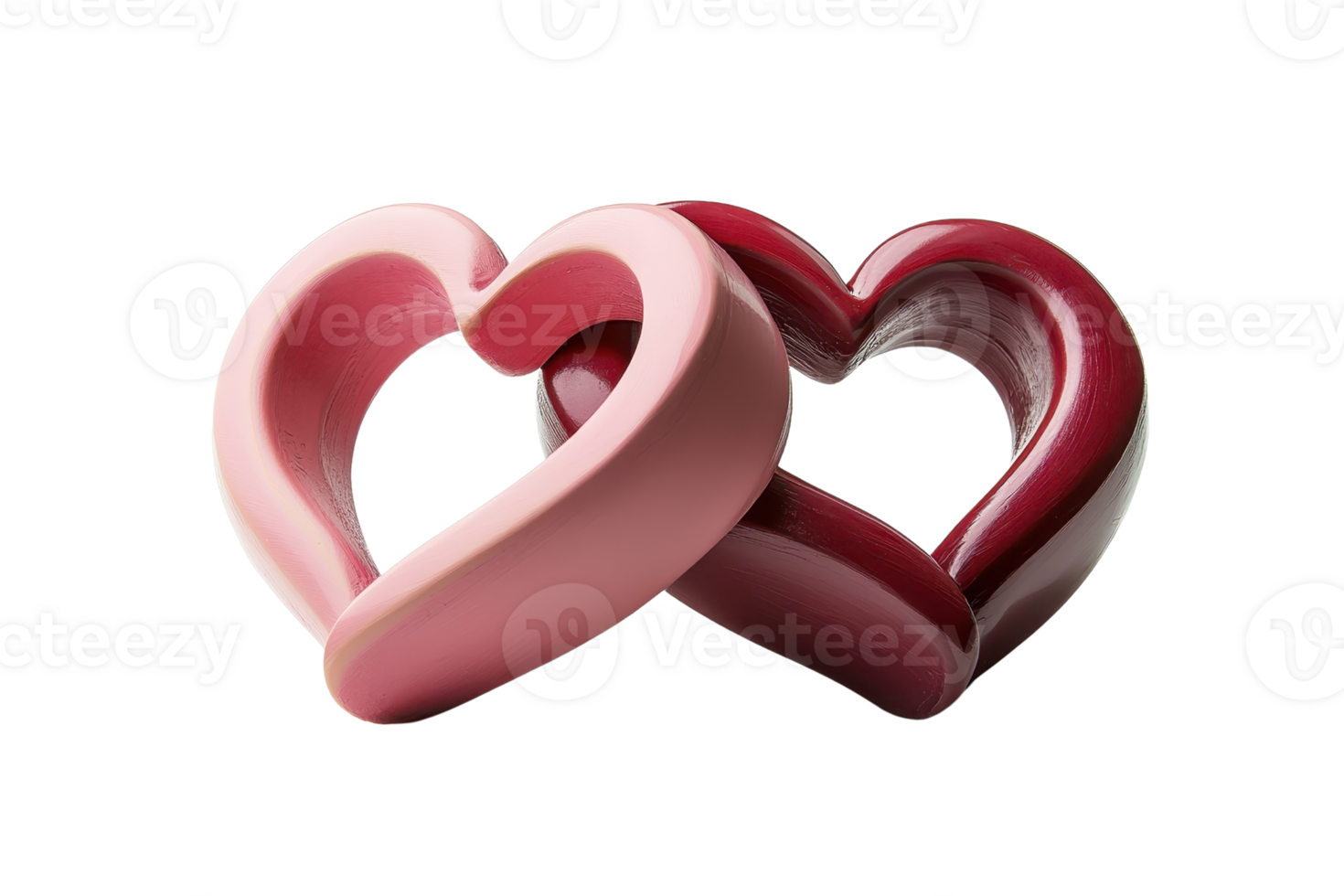 Two intertwined heart-shaped decorations symbolizing love and connection. Suitable for romantic themes or Valentine's Day projects. png