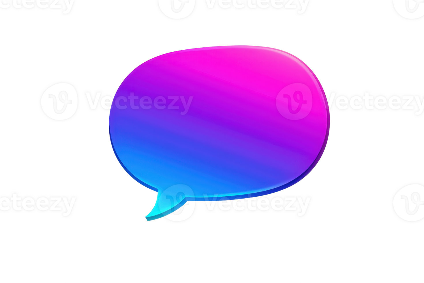 Vibrant communication concept with a colorful speech bubble in gradient hues on a transparent background, symbolizing dialogue and connection. png