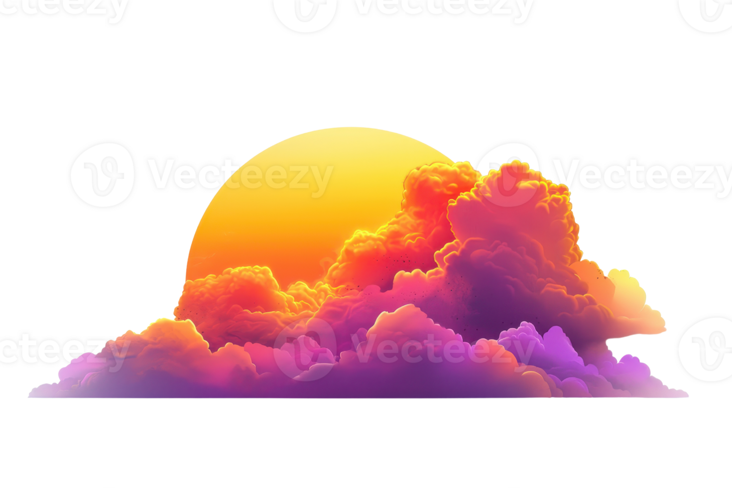 Vibrant digital artwork of a colorful sunset with pink and orange clouds. Ideal for creative projects and inspirational concepts. png
