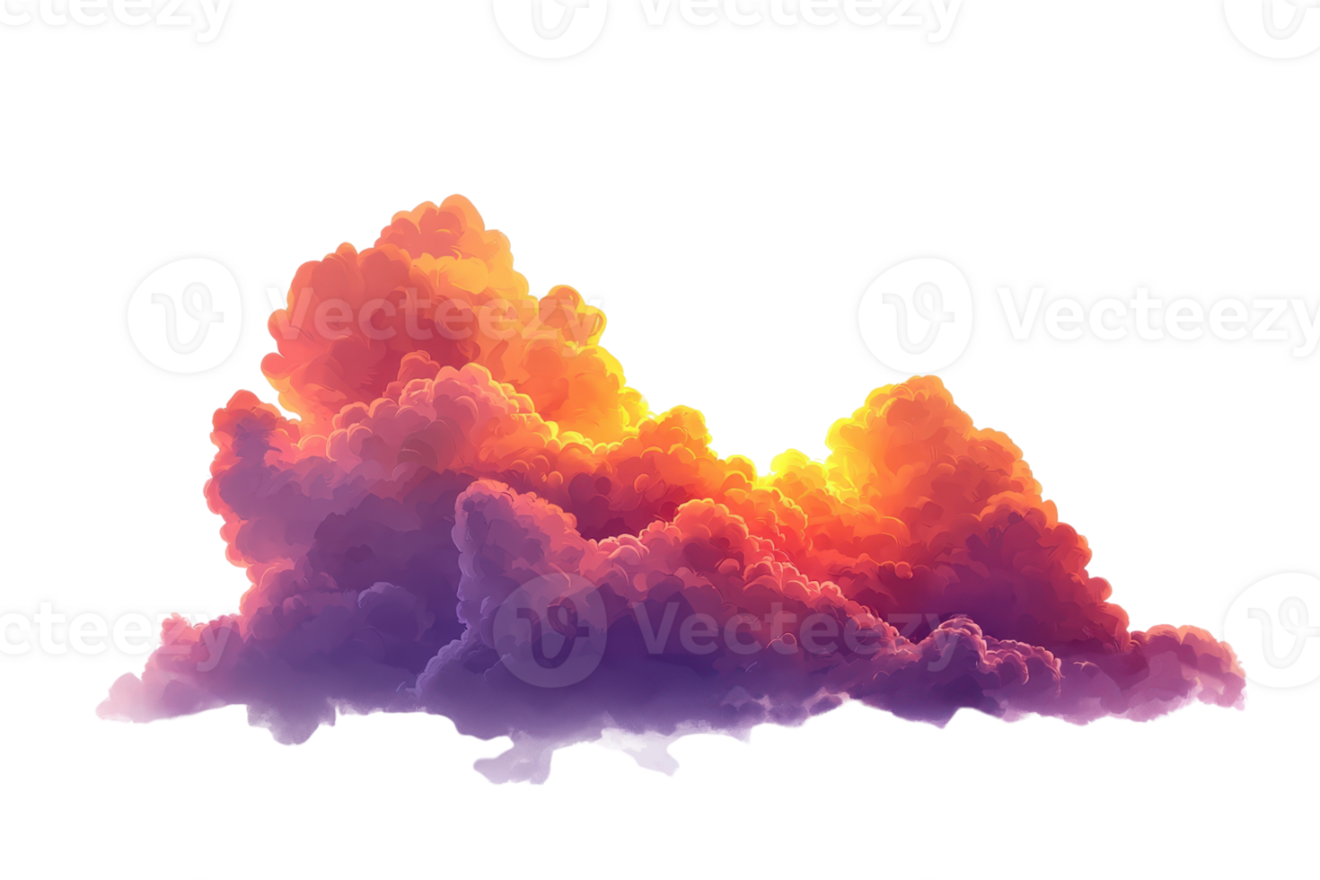 Vibrant sunset clouds with fiery colors and soft textures, depicted against a serene sky, evoke a sense of tranquility and wonder. png